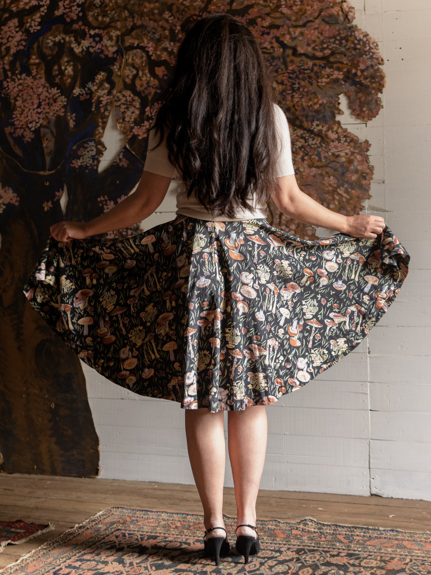 1950s Mushroom Novelty Print Circle Skirt - Size XS - Second Sight Vintage