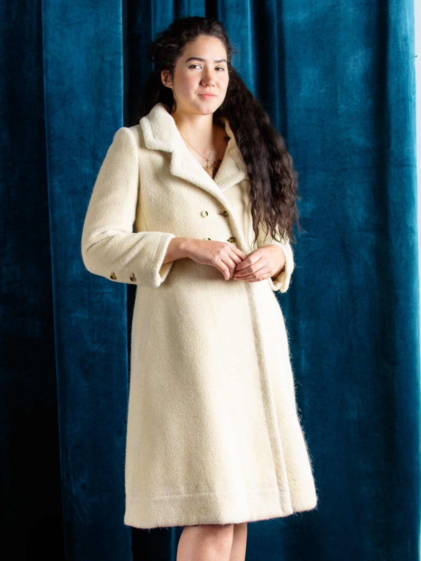 1960's James Galanos Plush Designer Wool Coat - Size XS - Second Sight Vintage