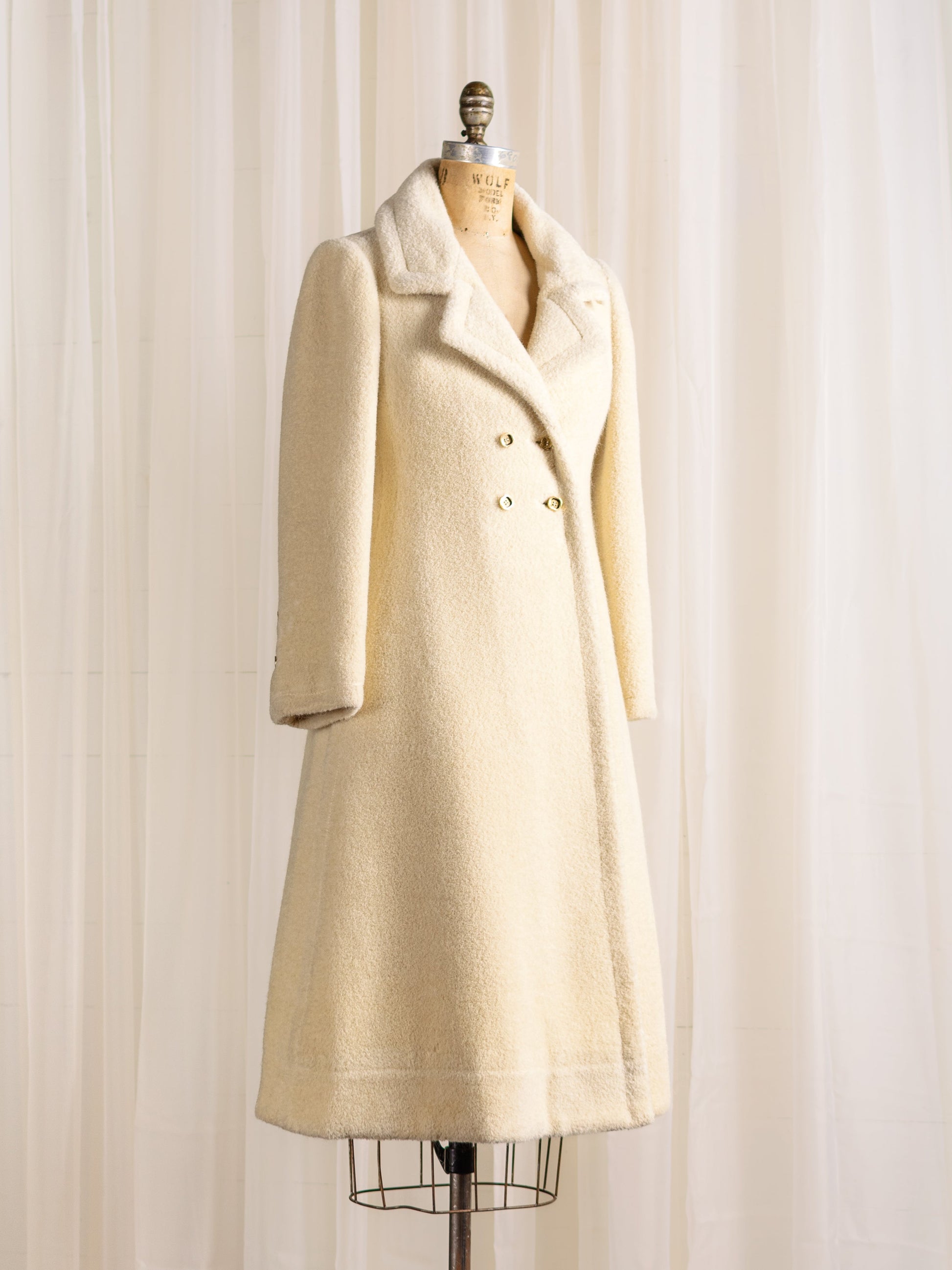 1960's James Galanos Plush Designer Wool Coat - Size XS - Second Sight Vintage
