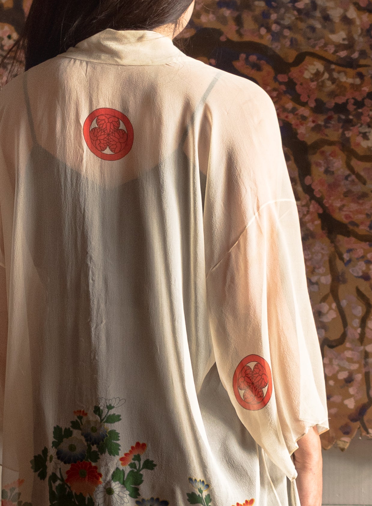 1920s Floral Silk Japanese Robe - Fits Most