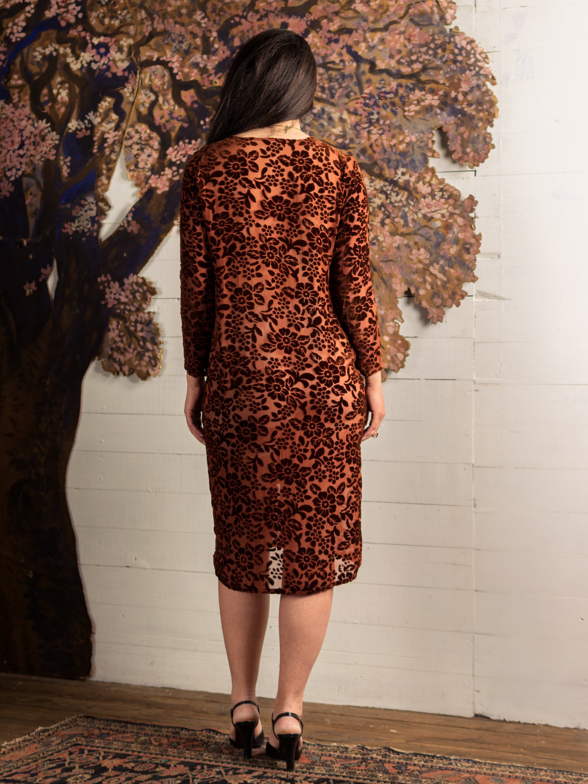 Antique Vintage 1920's Burnt Orange Devoré Silk Velvet Dress – Second Sight  Vintage