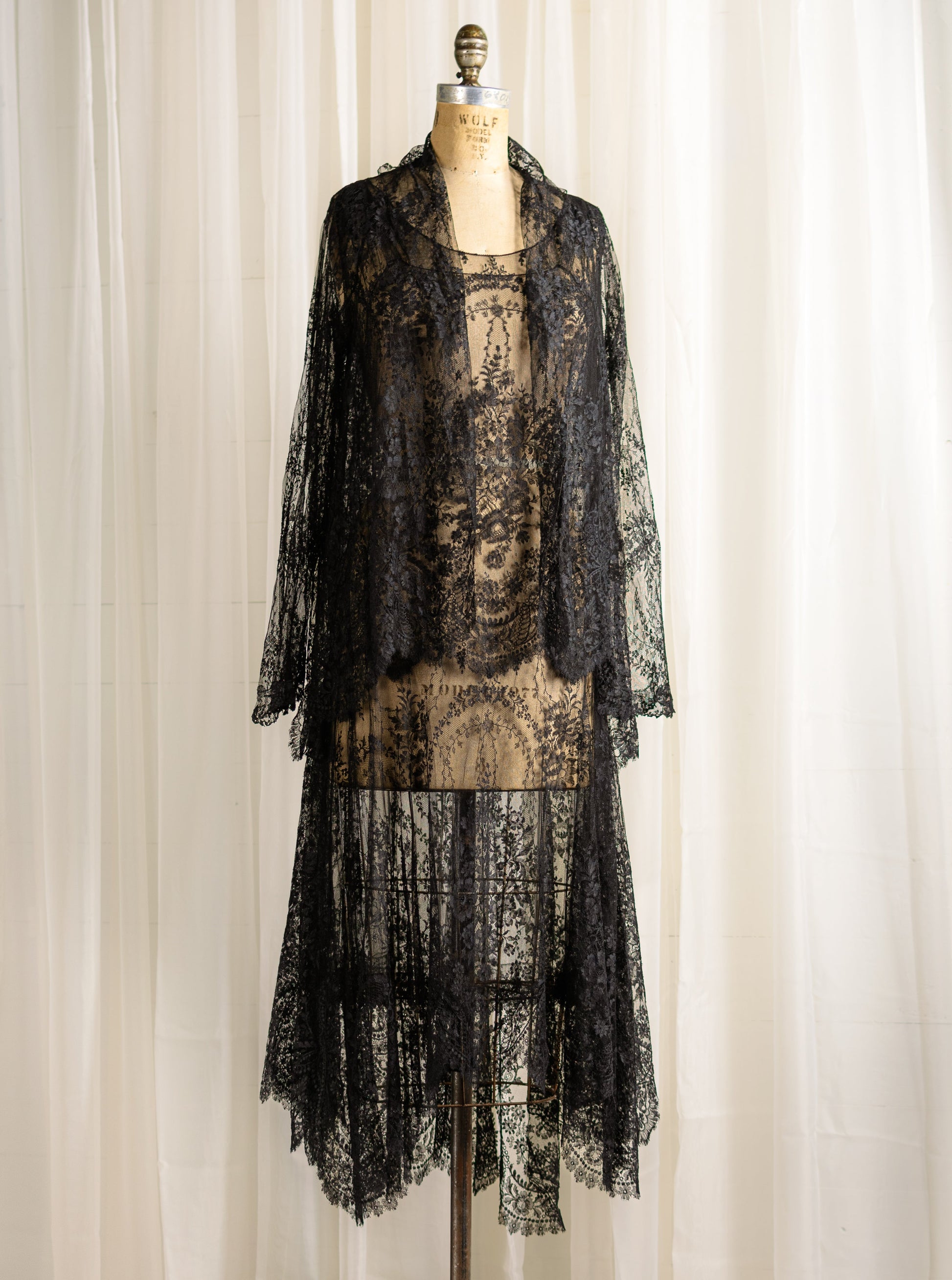 1920's Chantilly Lace Dress & Jacket Set - Size XS - S - Second Sight Vintage