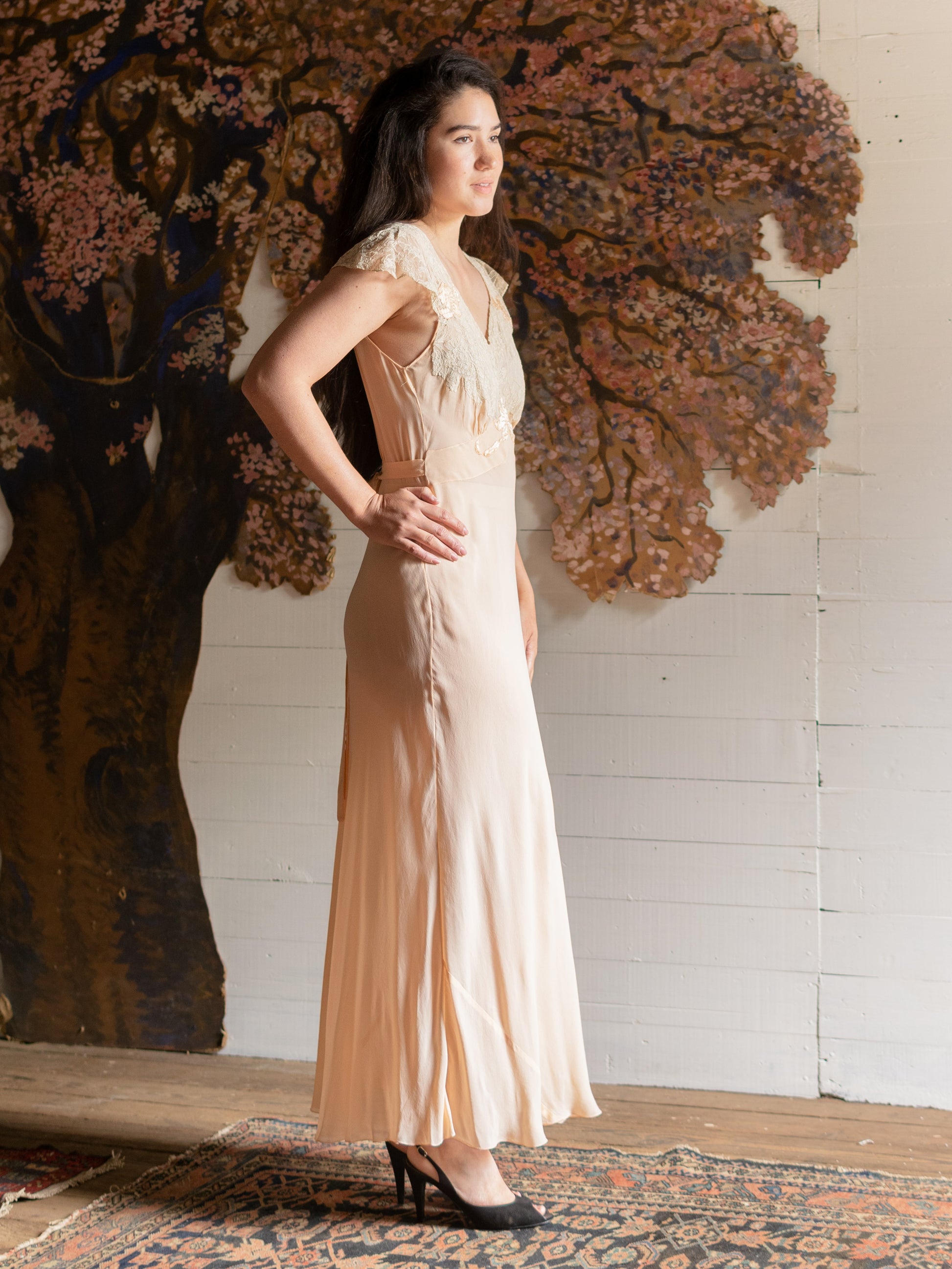 1930s Flawless Silk Nightgown & Peignoir Robe Set - Size S - Second Sight Vintage