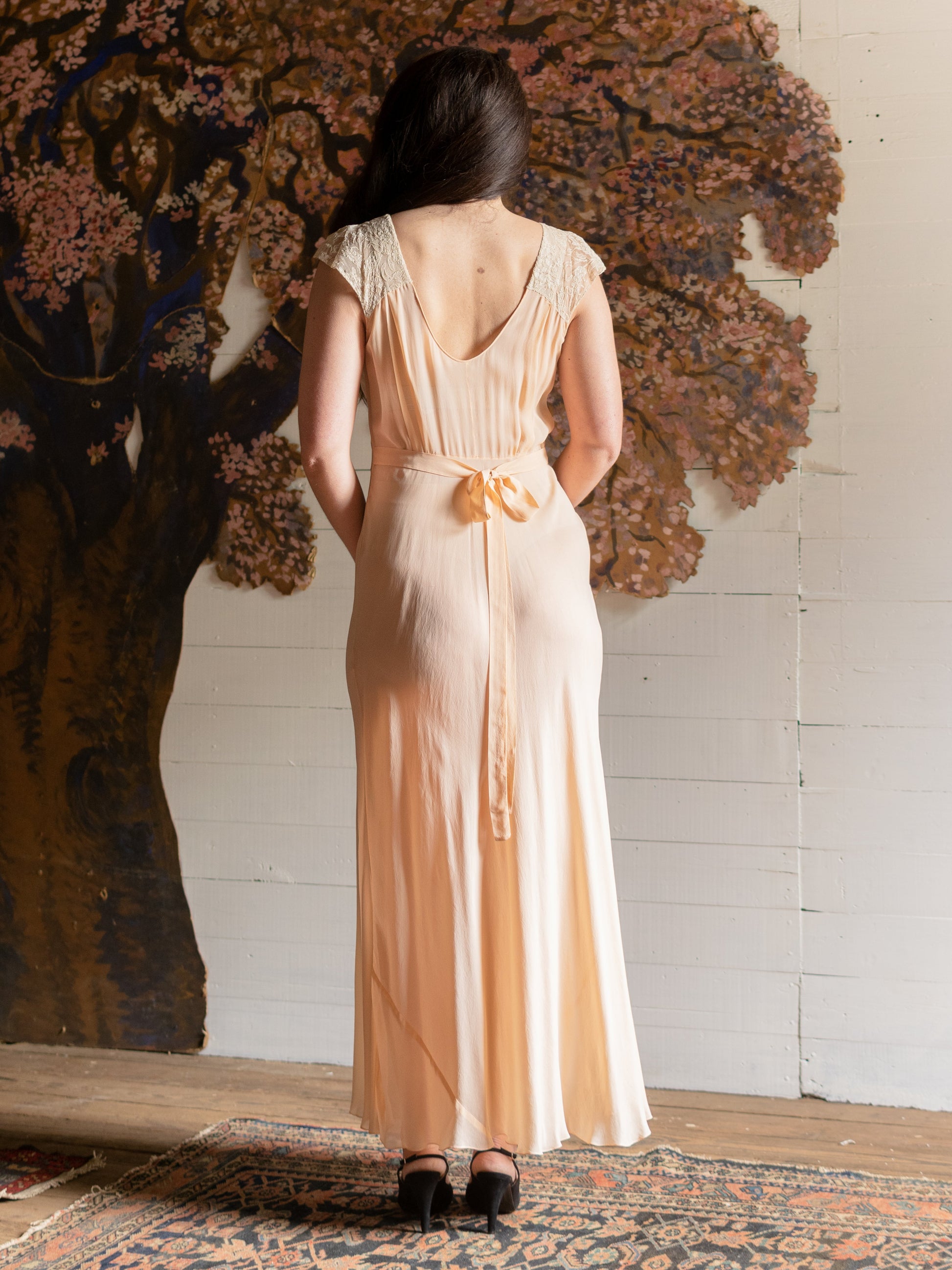 1930s Flawless Silk Nightgown & Peignoir Robe Set - Size S - Second Sight Vintage