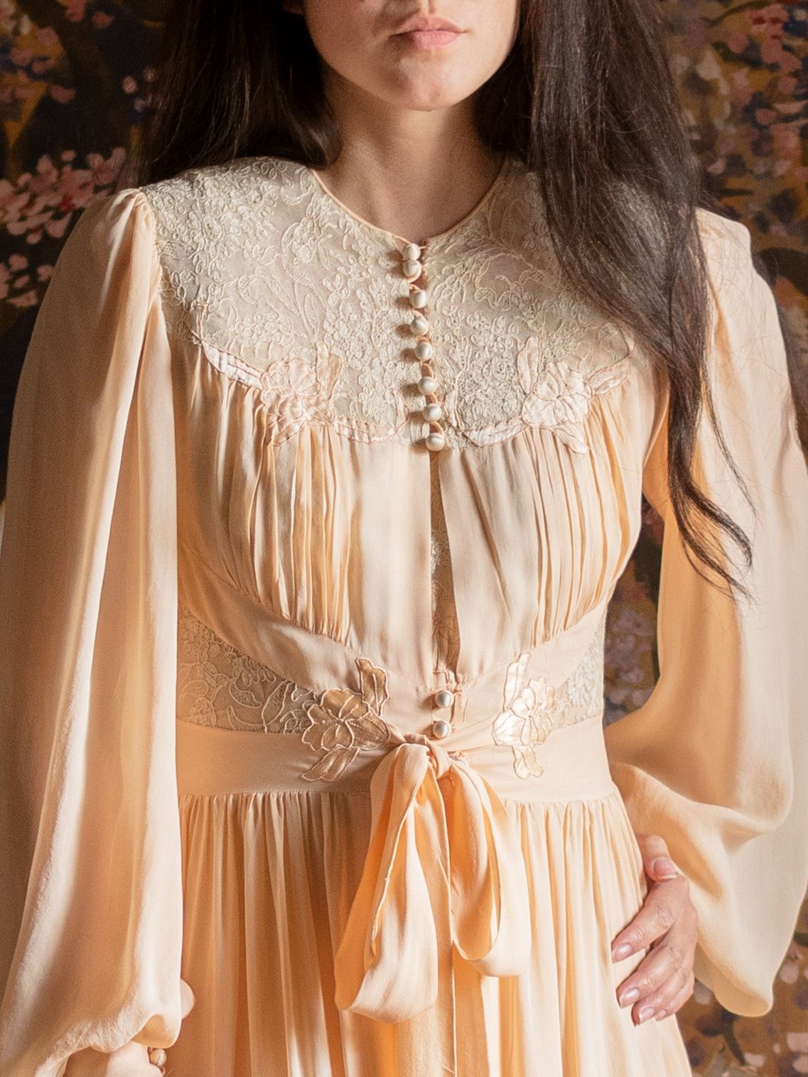 1930s Flawless Silk Nightgown & Peignoir Robe Set - Size S - Second Sight Vintage