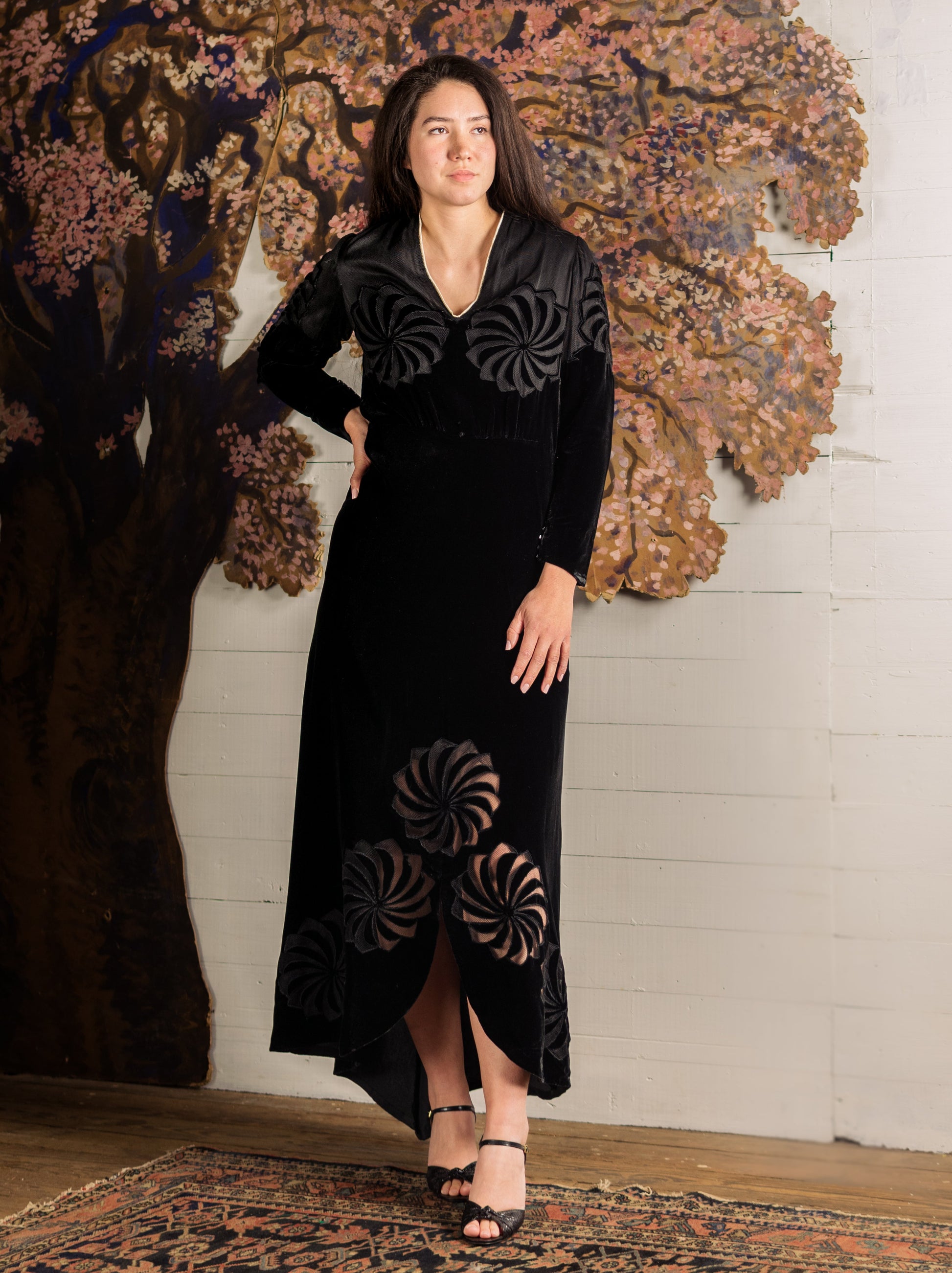 Antique 1930's Velvet Pinwheel Cutout Dress Second Sight Vintage Antique 1930's Velvet Pinwheel Cutout Dress Second Sight Vintage