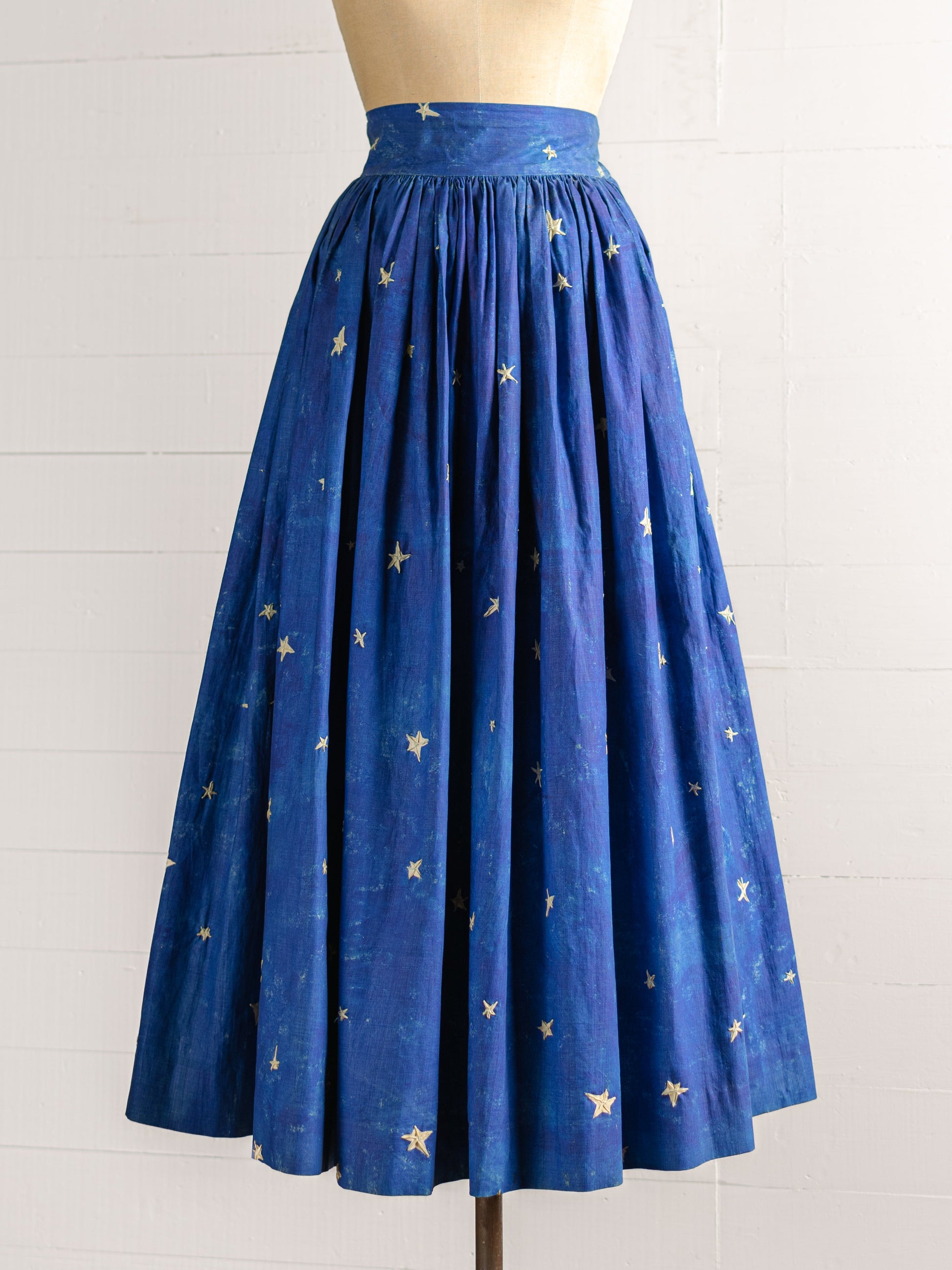 1940s Hand Painted & Embroidered Starry Night Skirt - Size M - Second Sight Vintage
