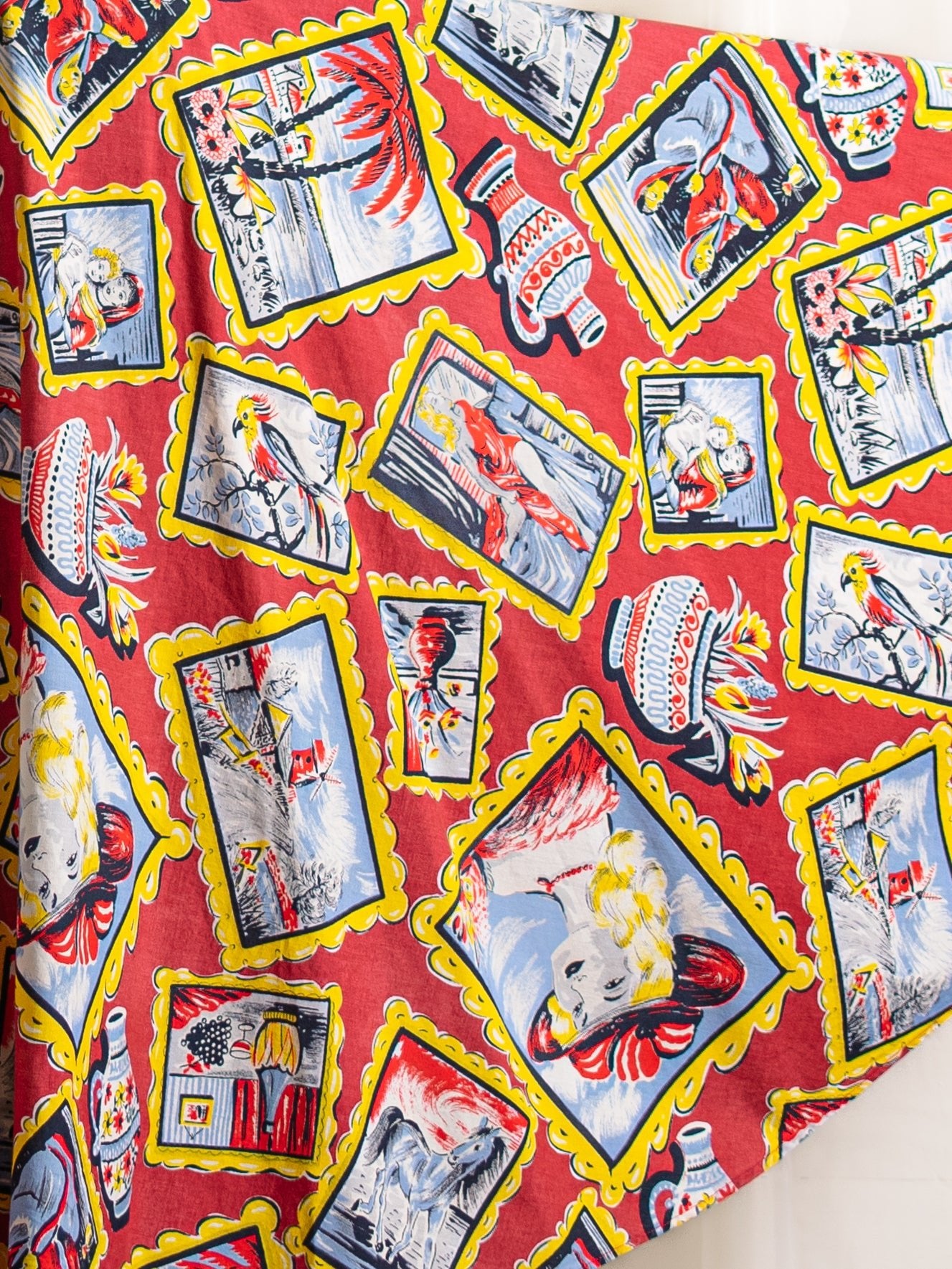 1950's Art Gallery Painting Print Cotton Circle Skirt - Size XS - Second Sight Vintage