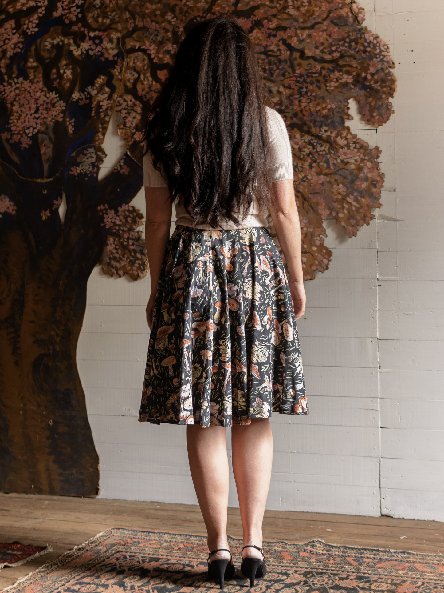 1950s Mushroom Novelty Print Circle Skirt - Size XS - Second Sight Vintage