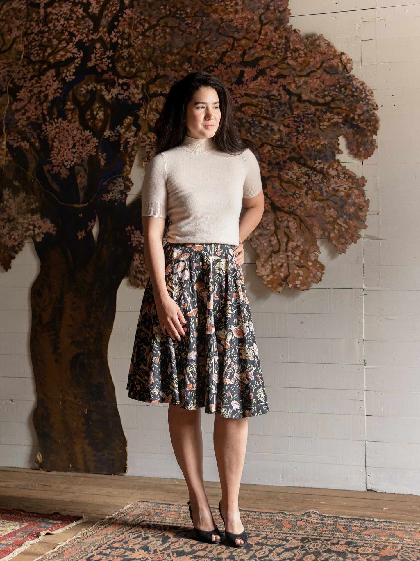 1950s Mushroom Novelty Print Circle Skirt - Size XS - Second Sight Vintage