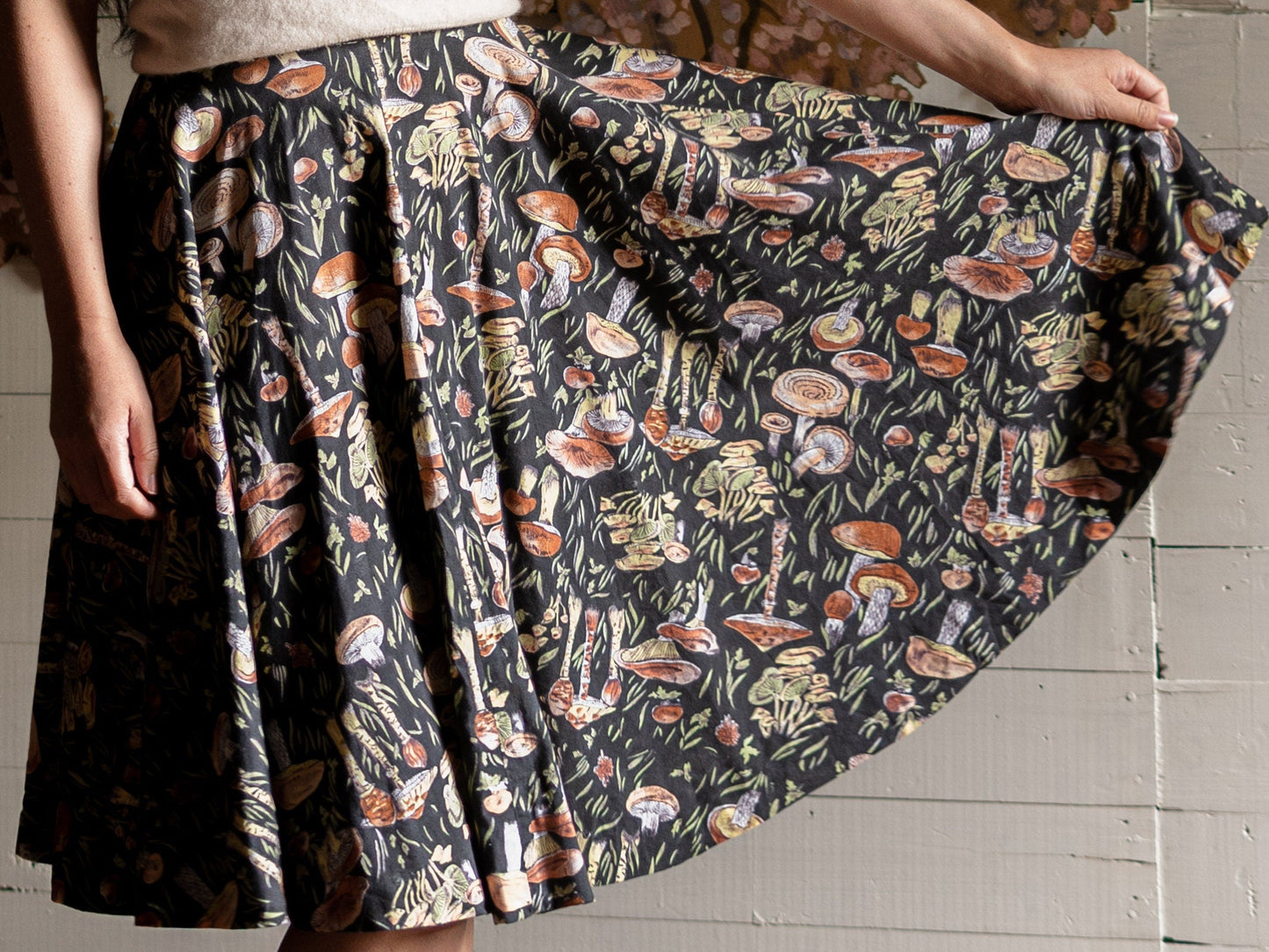 1950s Mushroom Novelty Print Circle Skirt - Size XS - Second Sight Vintage