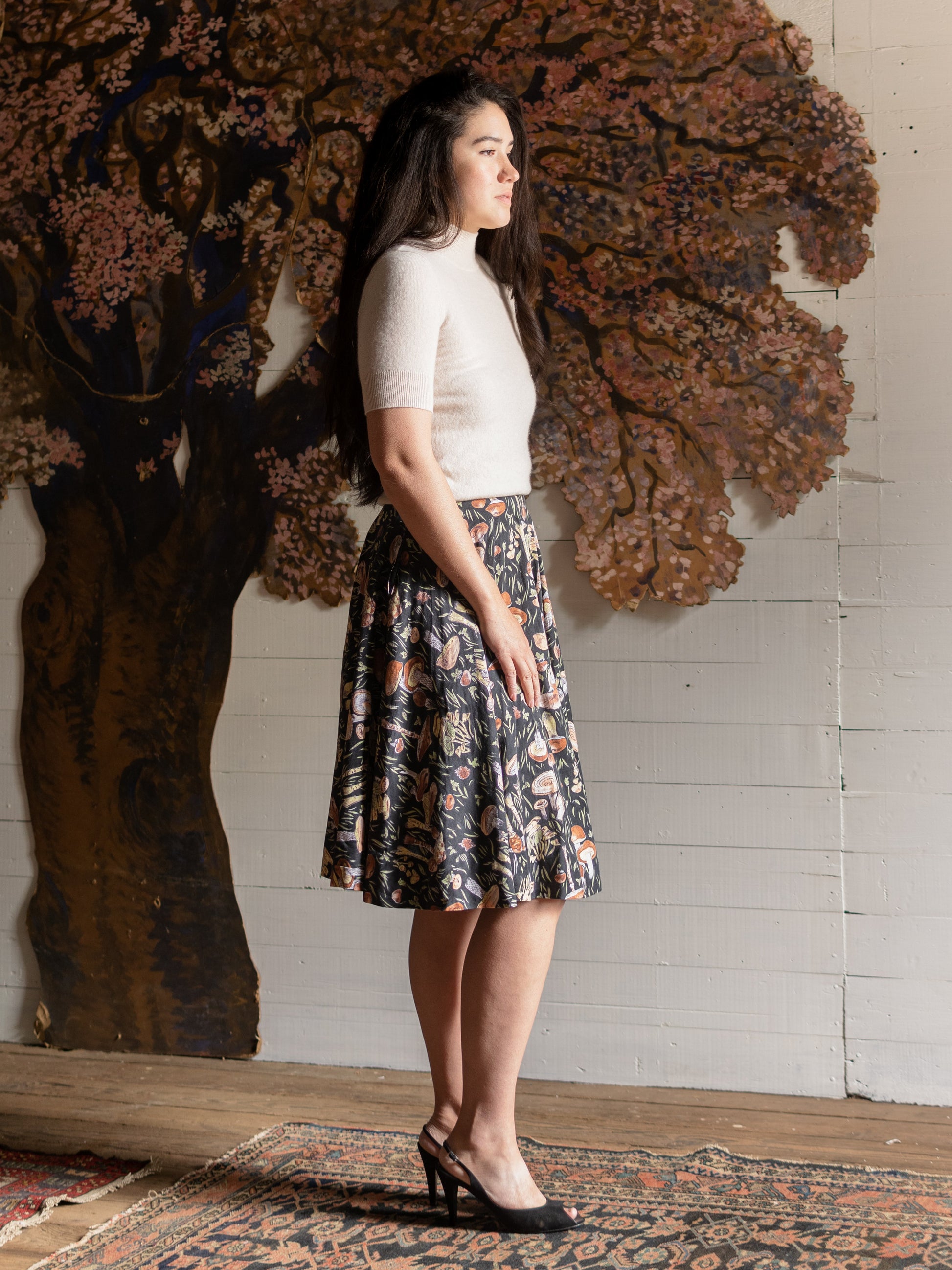 1950s Mushroom Novelty Print Circle Skirt - Size XS - Second Sight Vintage