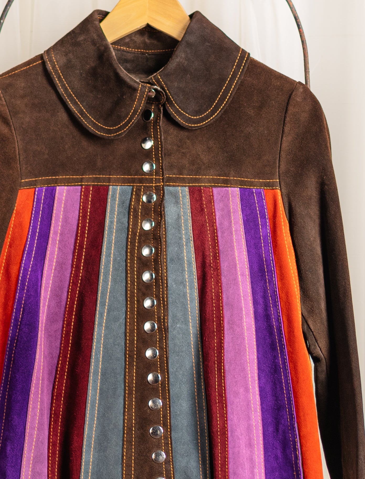 1960's - 1970's Rainbow Suede Patchwork Jacket by Gassy Jack - Size XS - Second Sight Vintage