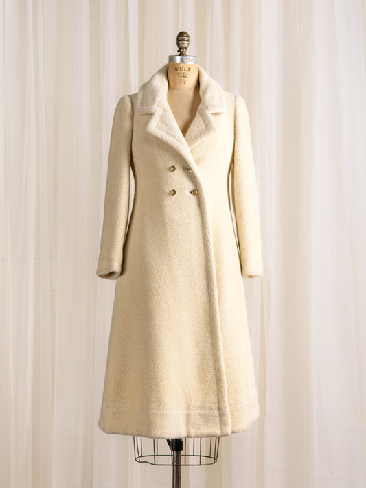 1960's James Galanos Plush Designer Wool Coat - Size XS - Second Sight Vintage