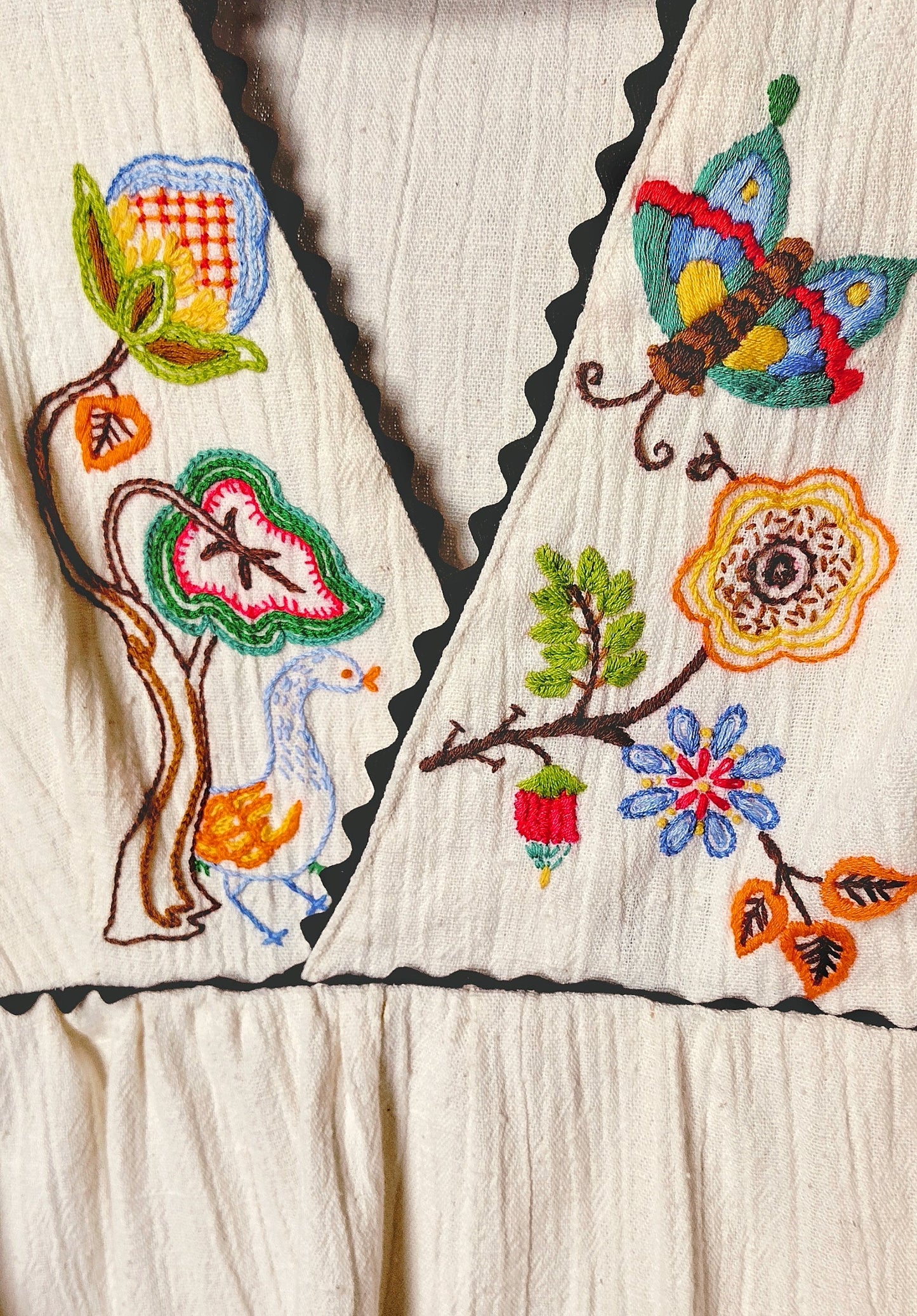 1970's Colorful Hand Embroidered Cotton Blouse - Second Sight Vintage