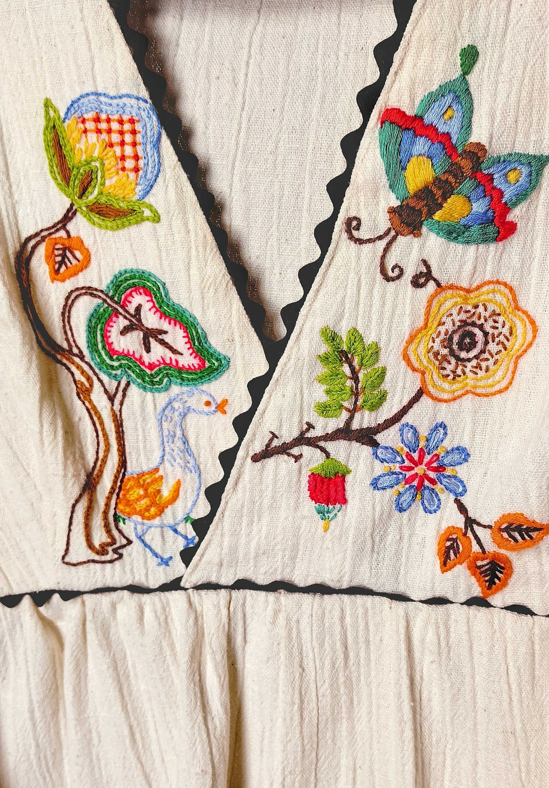 1970's Colorful Hand Embroidered Cotton Blouse - Second Sight Vintage