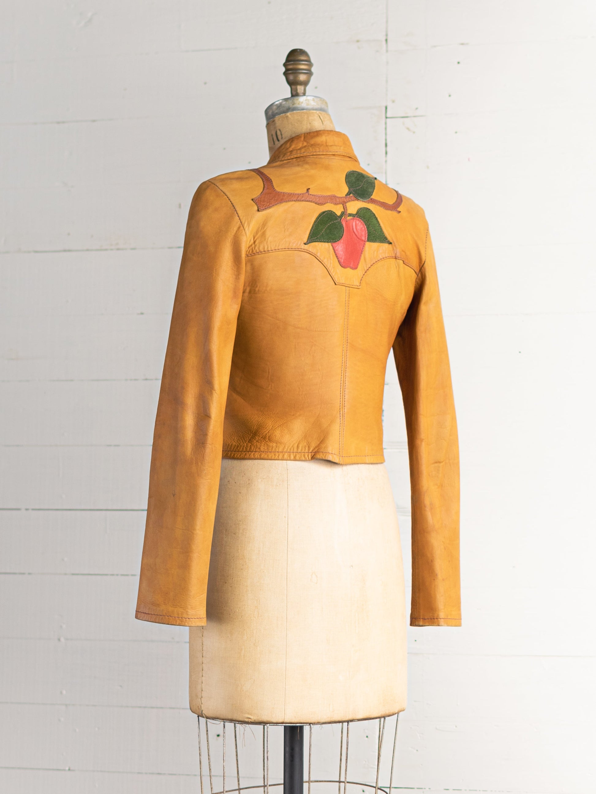 1970's East West Musical Instrument Company Leather Apple Jacket - Size XS - Second Sight Vintage