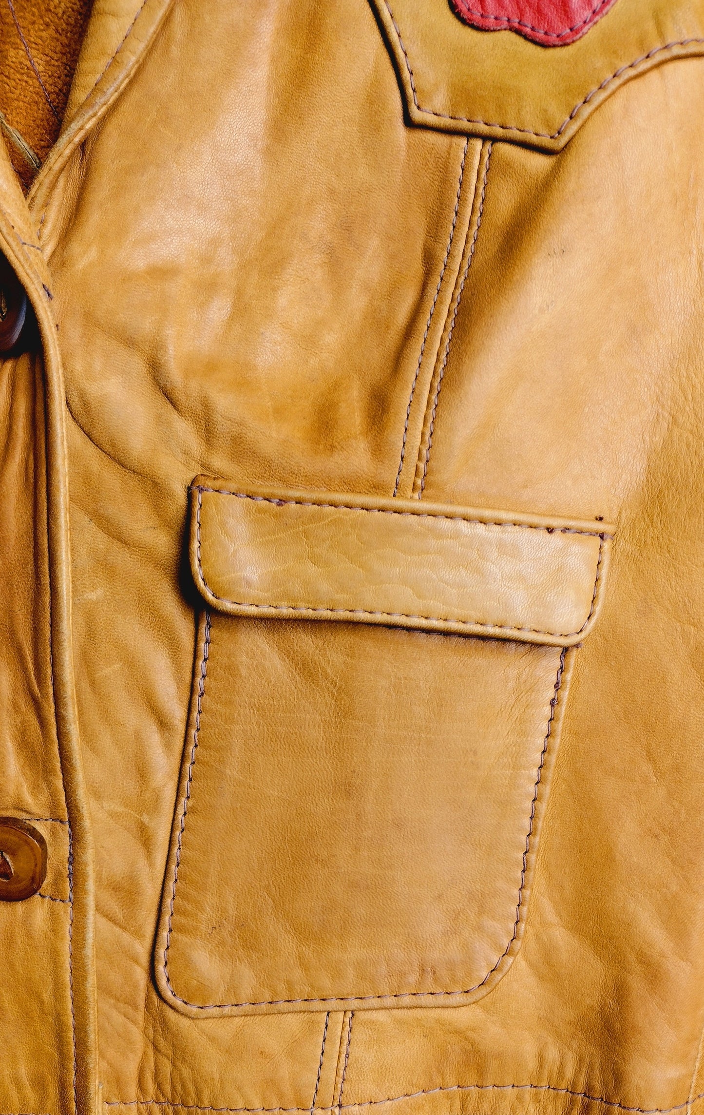 1970's East West Musical Instrument Company Leather Apple Jacket - Size XS - Second Sight Vintage
