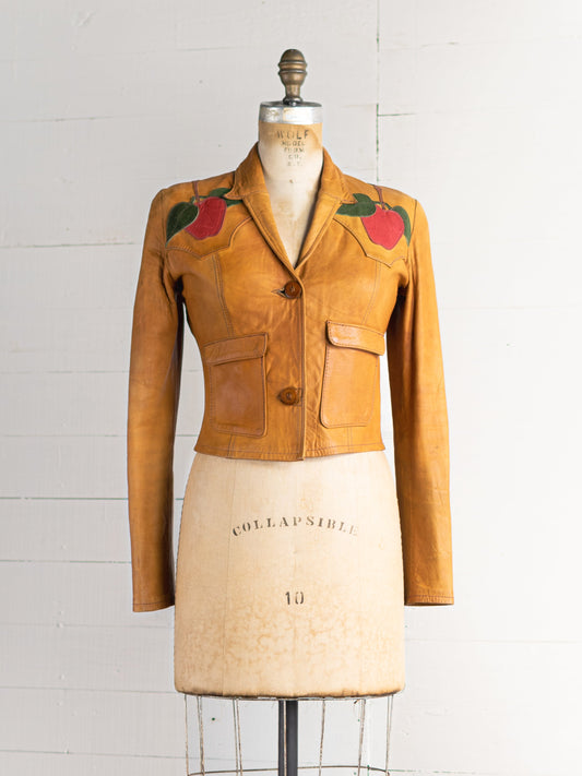 1970's East West Musical Instrument Company Leather Apple Jacket - Size XS - Second Sight Vintage