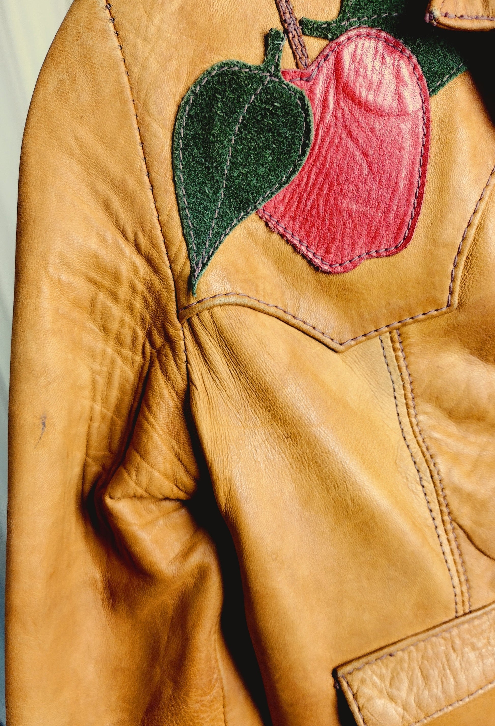 1970's East West Musical Instrument Company Leather Apple Jacket - Size XS - Second Sight Vintage