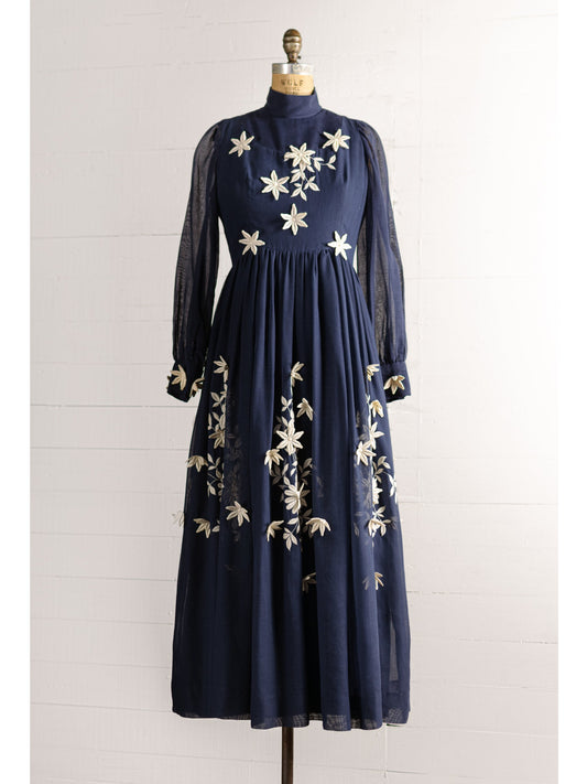 1970s Flawless Nan Duskin 3D Daisy Full Length Dress - Size S M - Second Sight Vintage