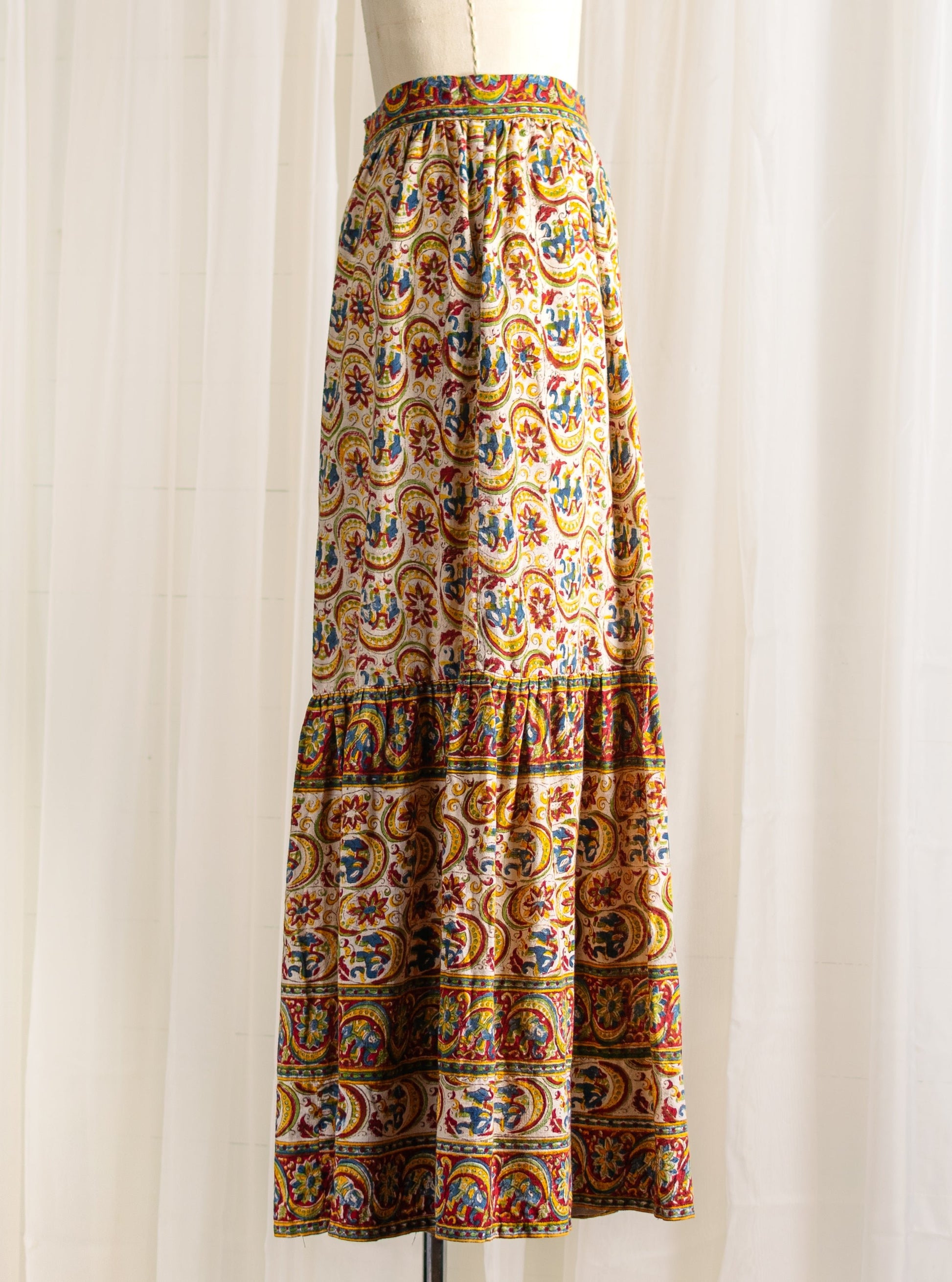 1970's Indian Block Printed Wide Leg Pants - Size XS - Second Sight Vintage