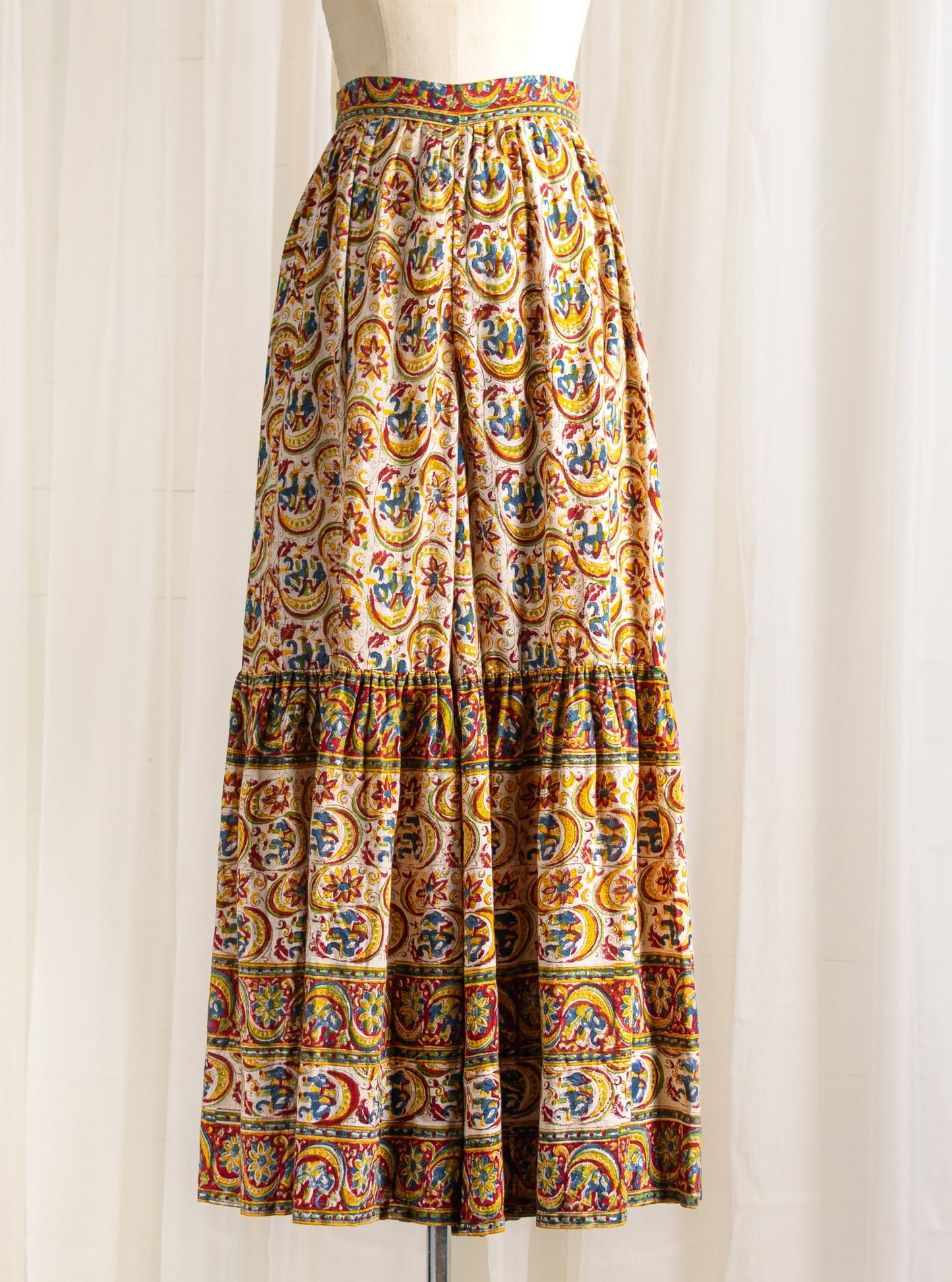 1970's Indian Block Printed Wide Leg Pants - Size XS - Second Sight Vintage