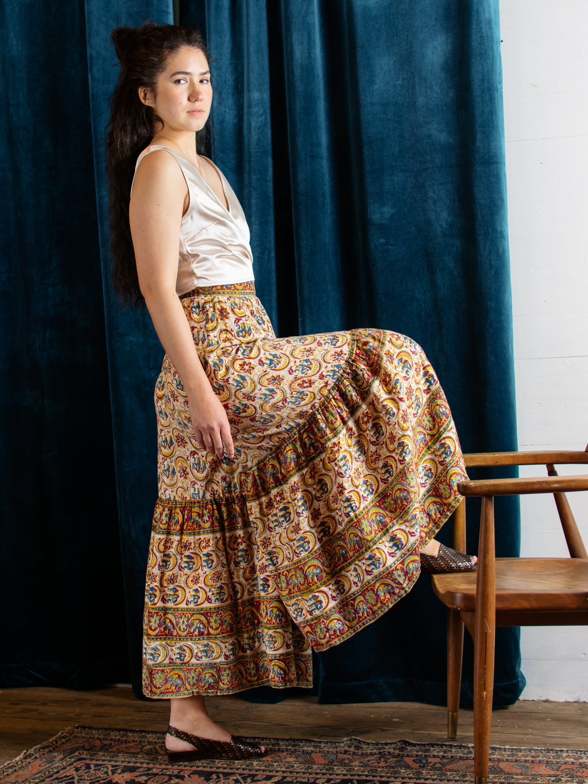 1970's Indian Block Printed Wide Leg Pants - Size XS - Second Sight Vintage