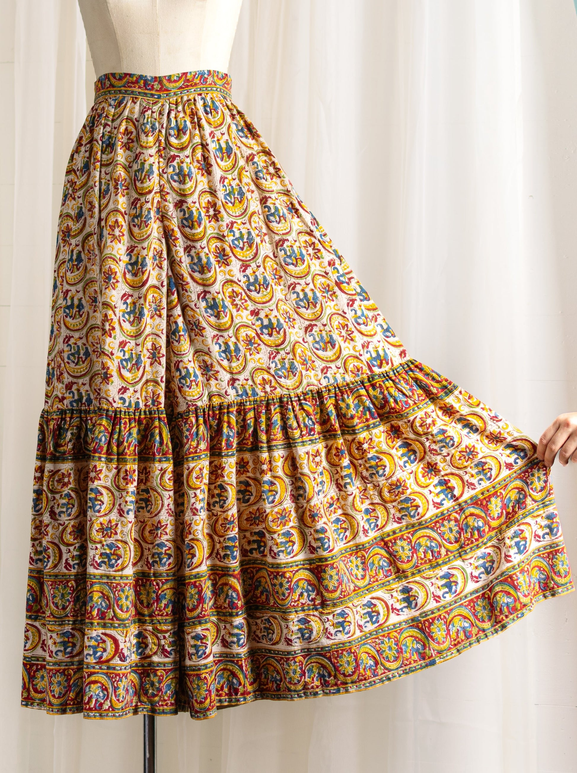 1970's Indian Block Printed Wide Leg Pants - Size XS - Second Sight Vintage