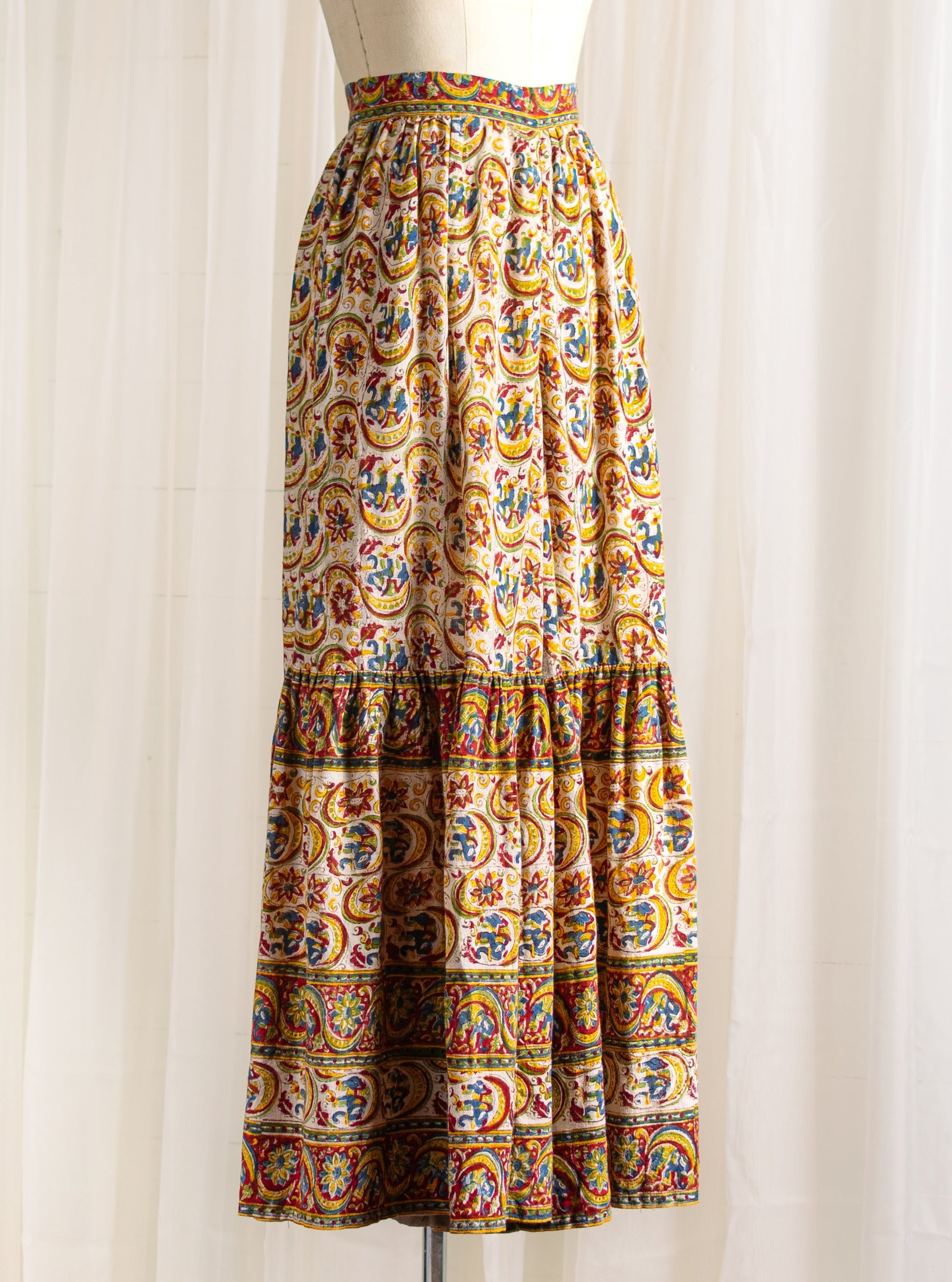 1970's Indian Block Printed Wide Leg Pants - Size XS - Second Sight Vintage