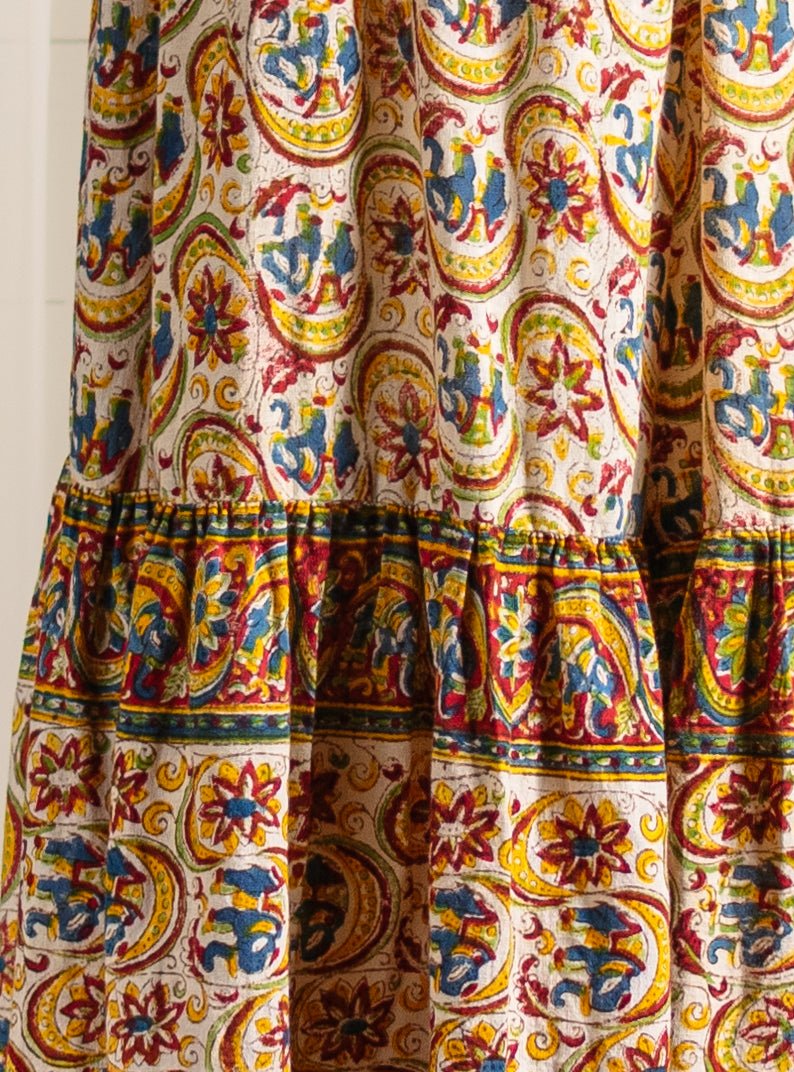1970's Indian Block Printed Wide Leg Pants - Size XS - Second Sight Vintage