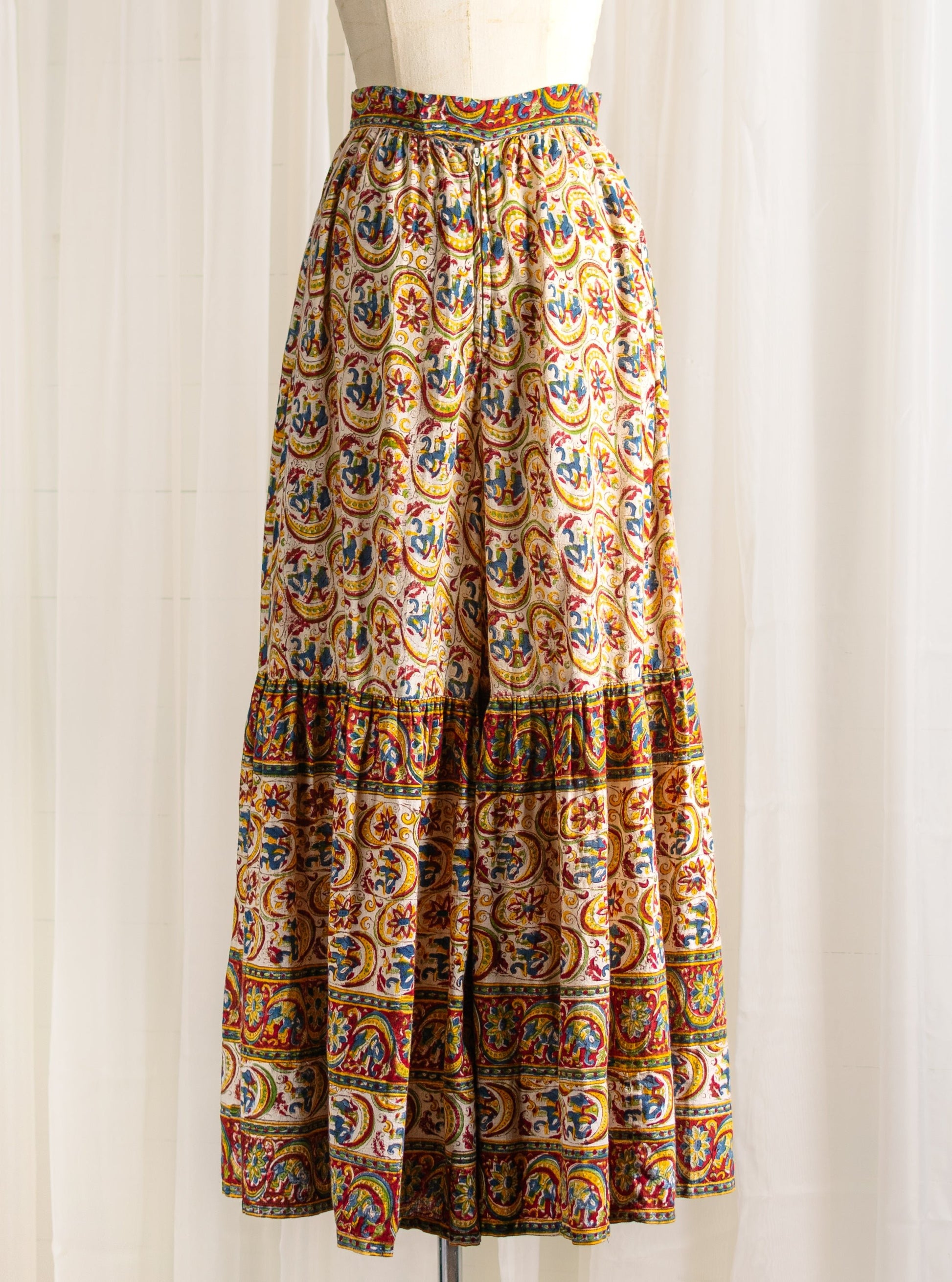 1970's Indian Block Printed Wide Leg Pants - Size XS - Second Sight Vintage