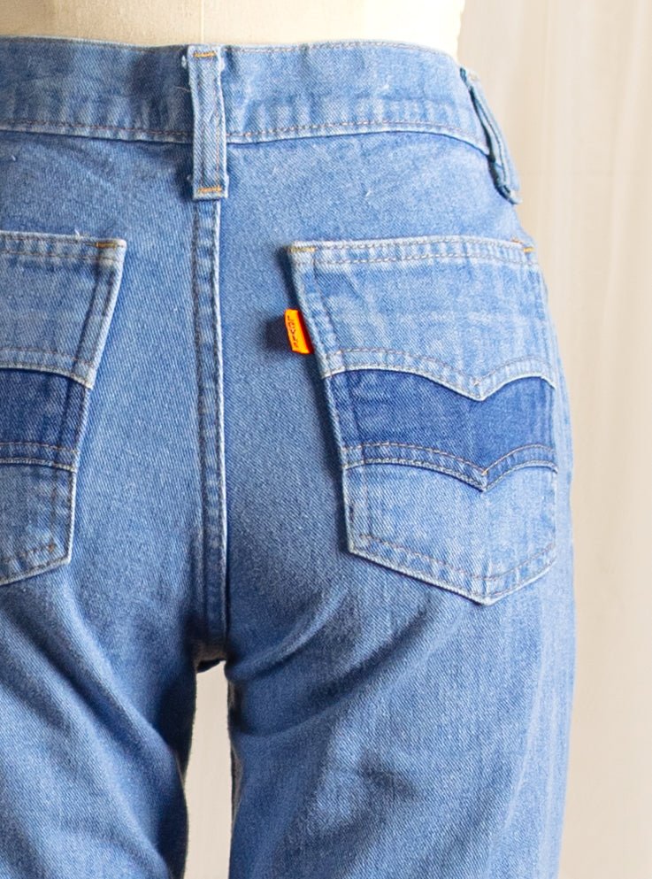 1970's Levi's Orange Tab Bell Bottom Jeans - Size XS - Second Sight Vintage