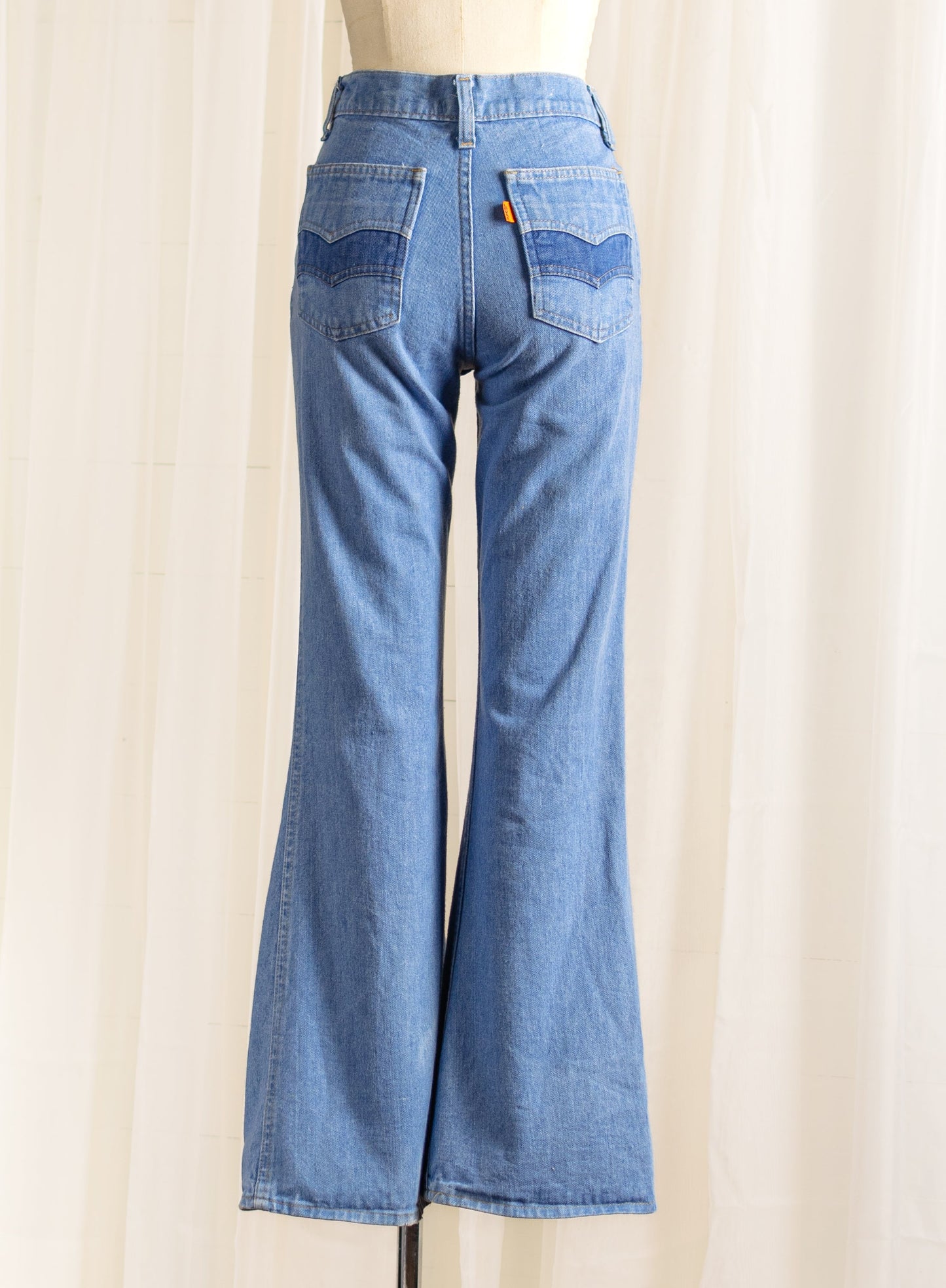 1970's Levi's Orange Tab Bell Bottom Jeans - Size XS - Second Sight Vintage