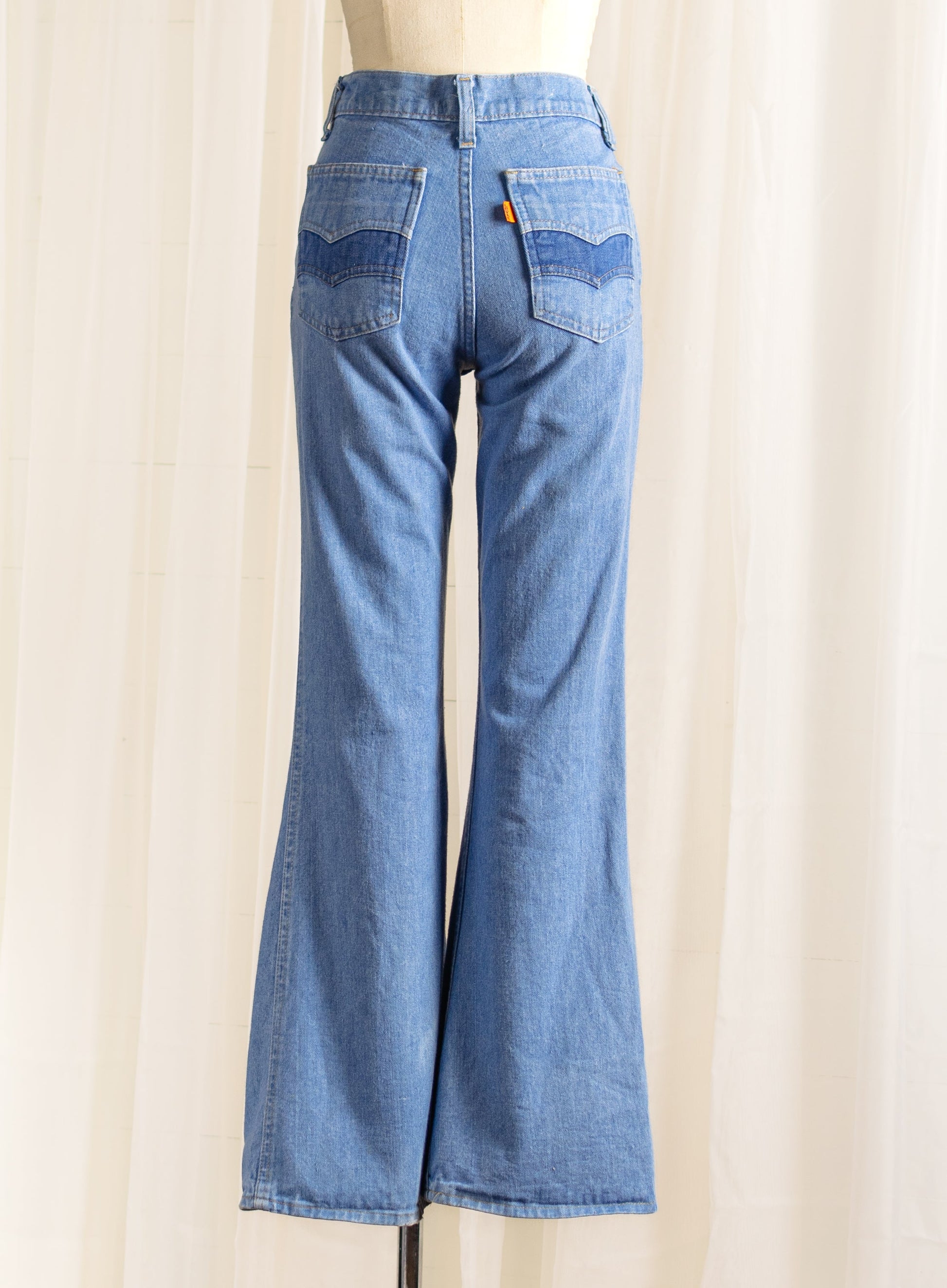 1970's Levi's Orange Tab Bell Bottom Jeans - Size XS - Second Sight Vintage