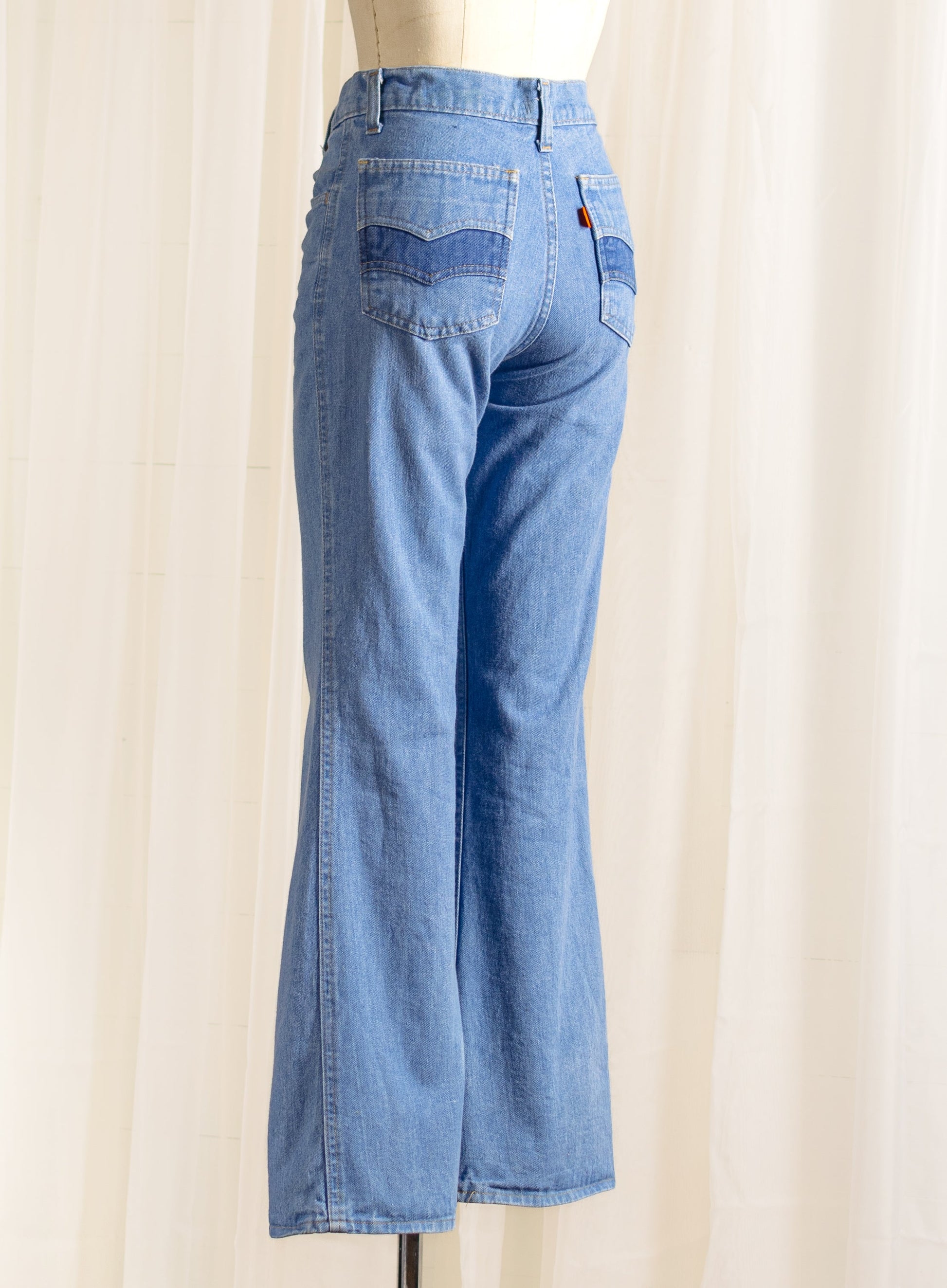 1970's Levi's Orange Tab Bell Bottom Jeans - Size XS - Second Sight Vintage