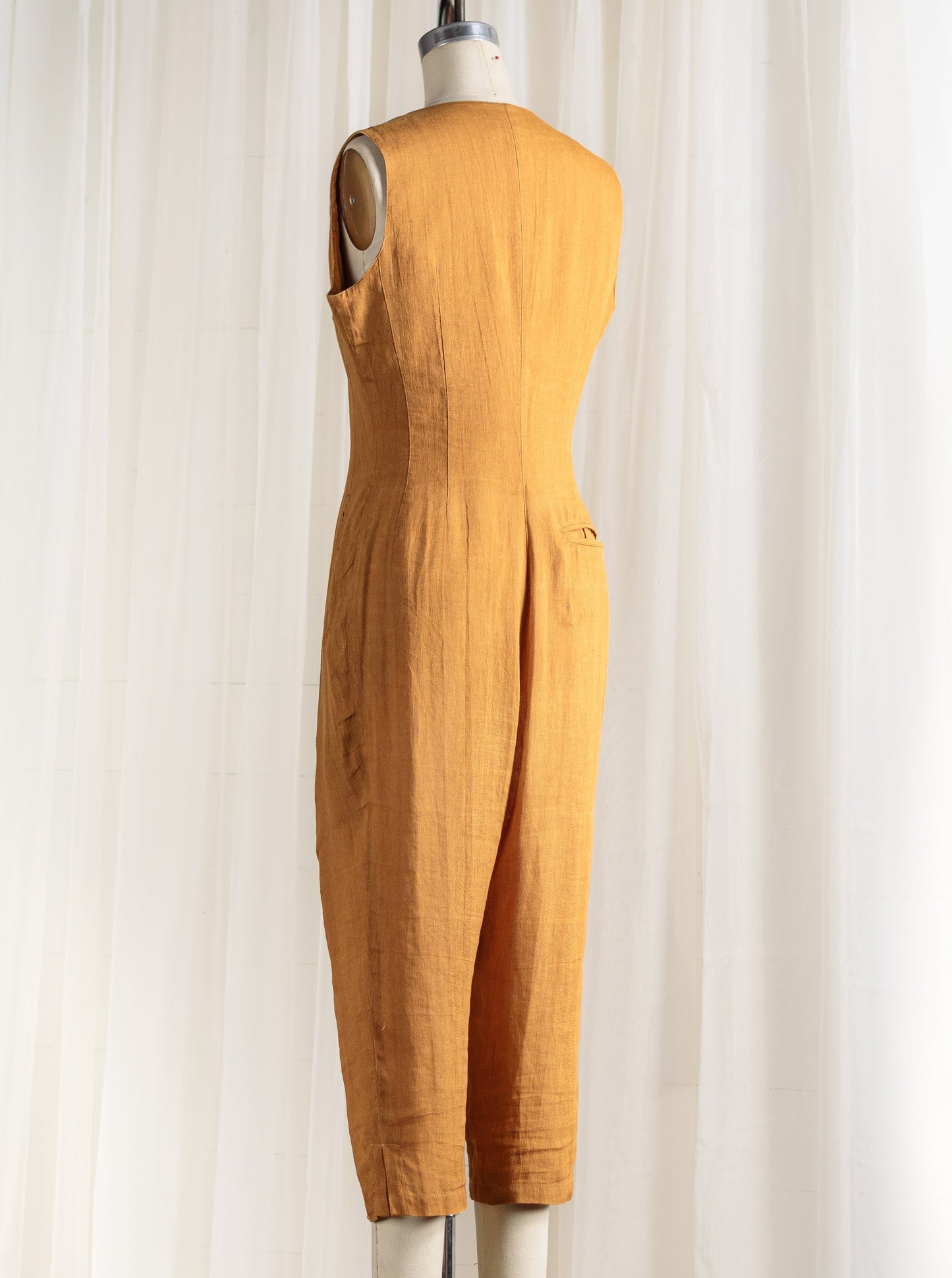 1980's Claude Montana Italian Linen Jumpsuit - Second Sight Vintage