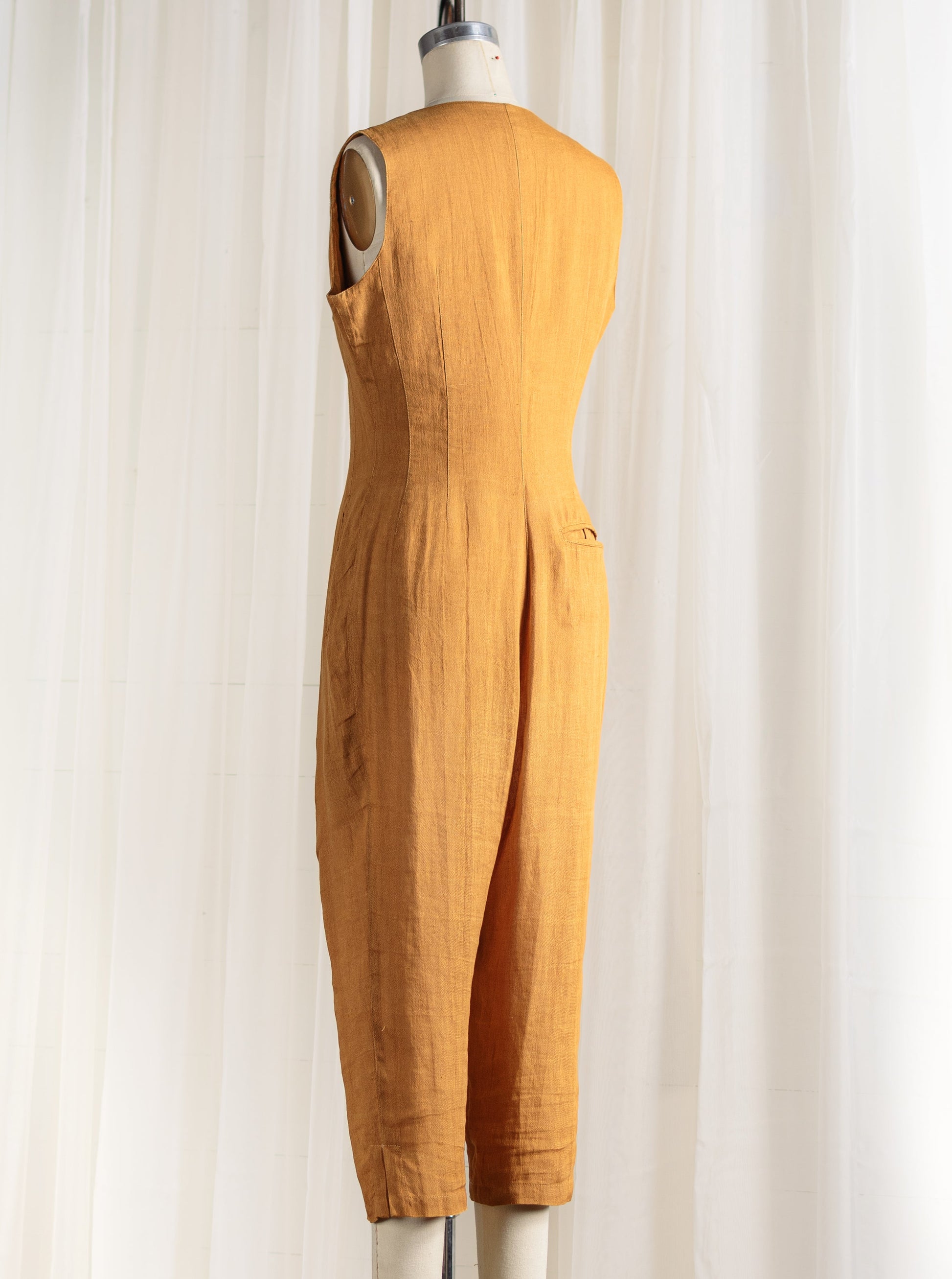 1980's Claude Montana Italian Linen Jumpsuit - Second Sight Vintage