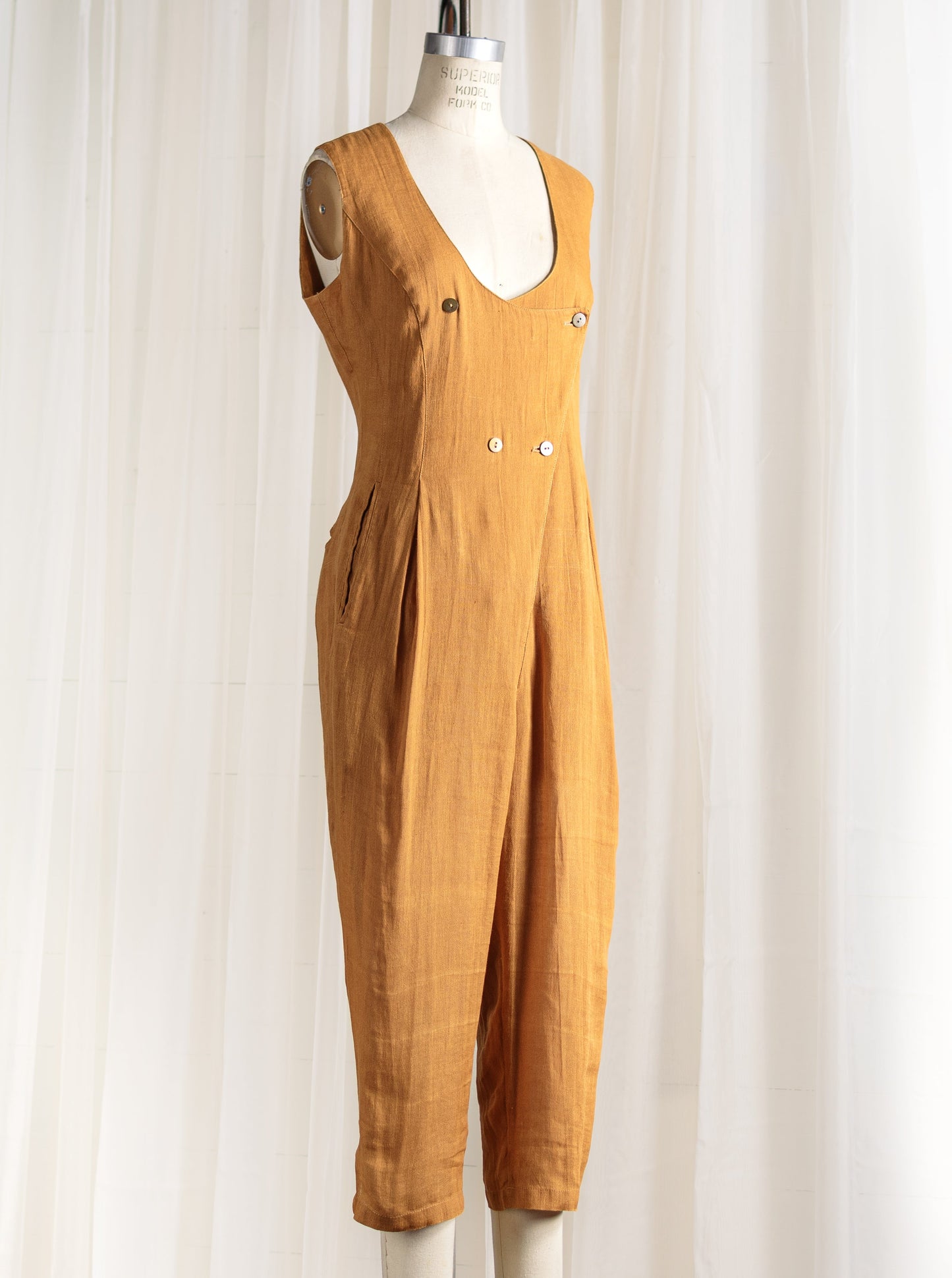 1980's Claude Montana Italian Linen Jumpsuit - Second Sight Vintage