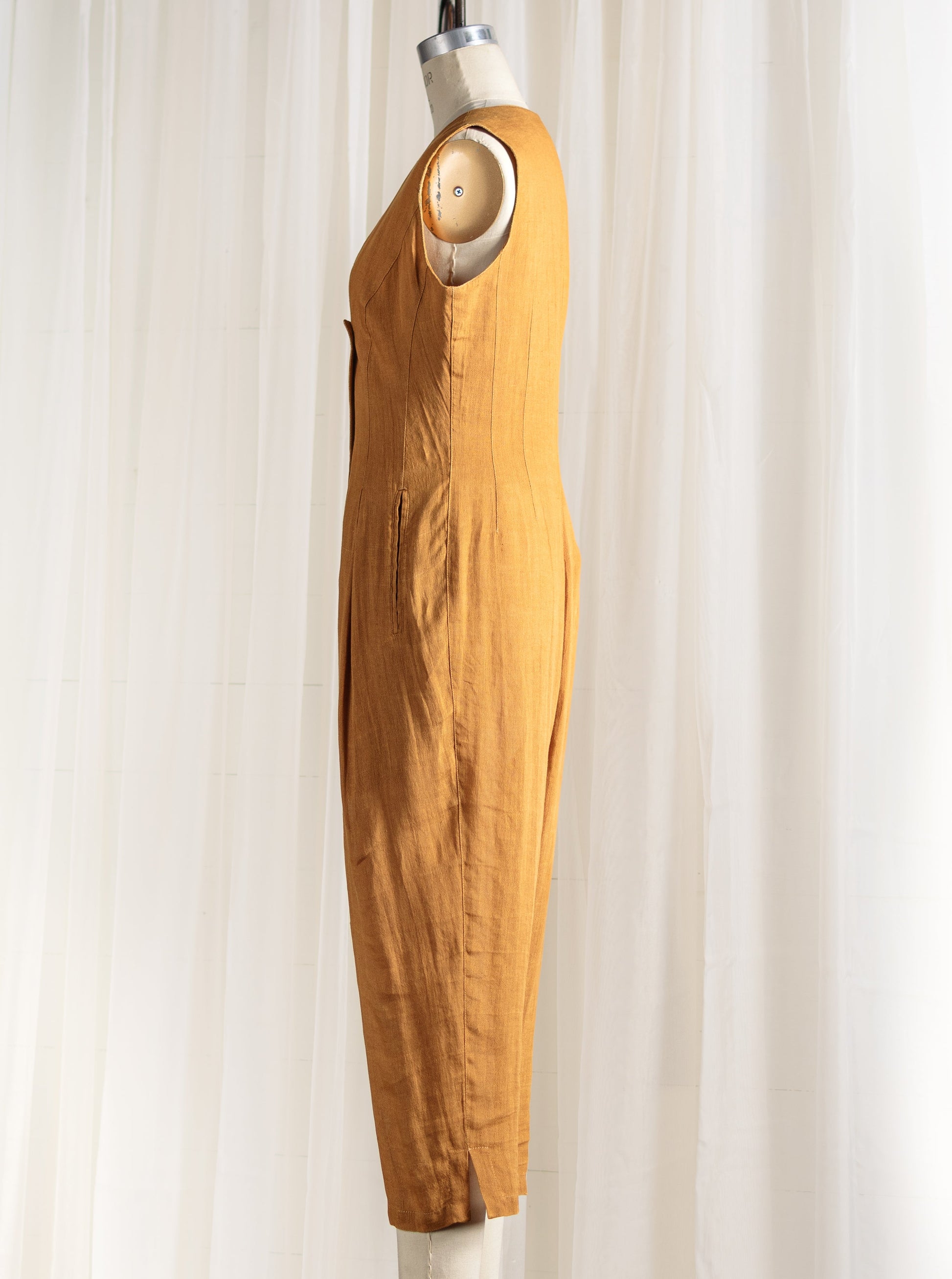 1980's Claude Montana Italian Linen Jumpsuit - Second Sight Vintage