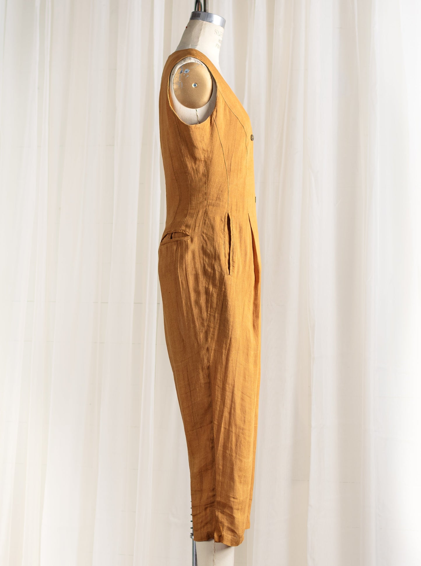 1980's Claude Montana Italian Linen Jumpsuit - Second Sight Vintage