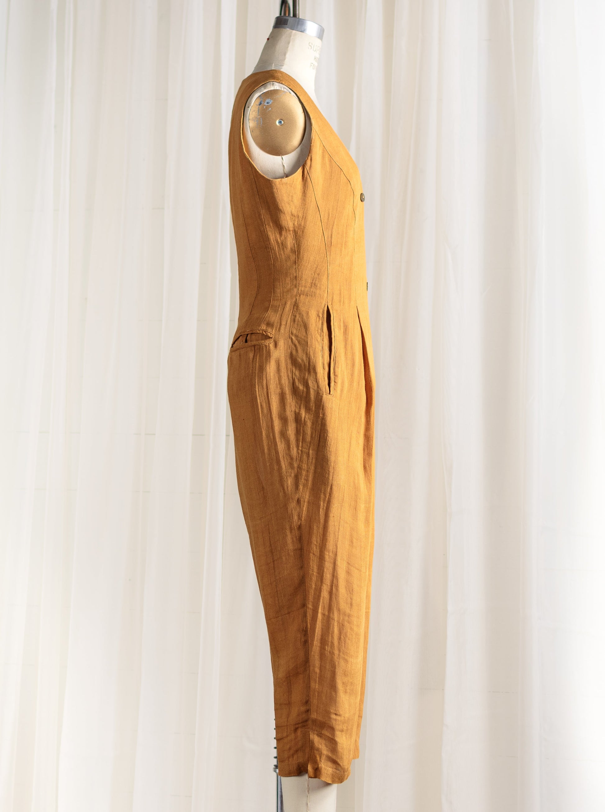 1980's Claude Montana Italian Linen Jumpsuit - Second Sight Vintage