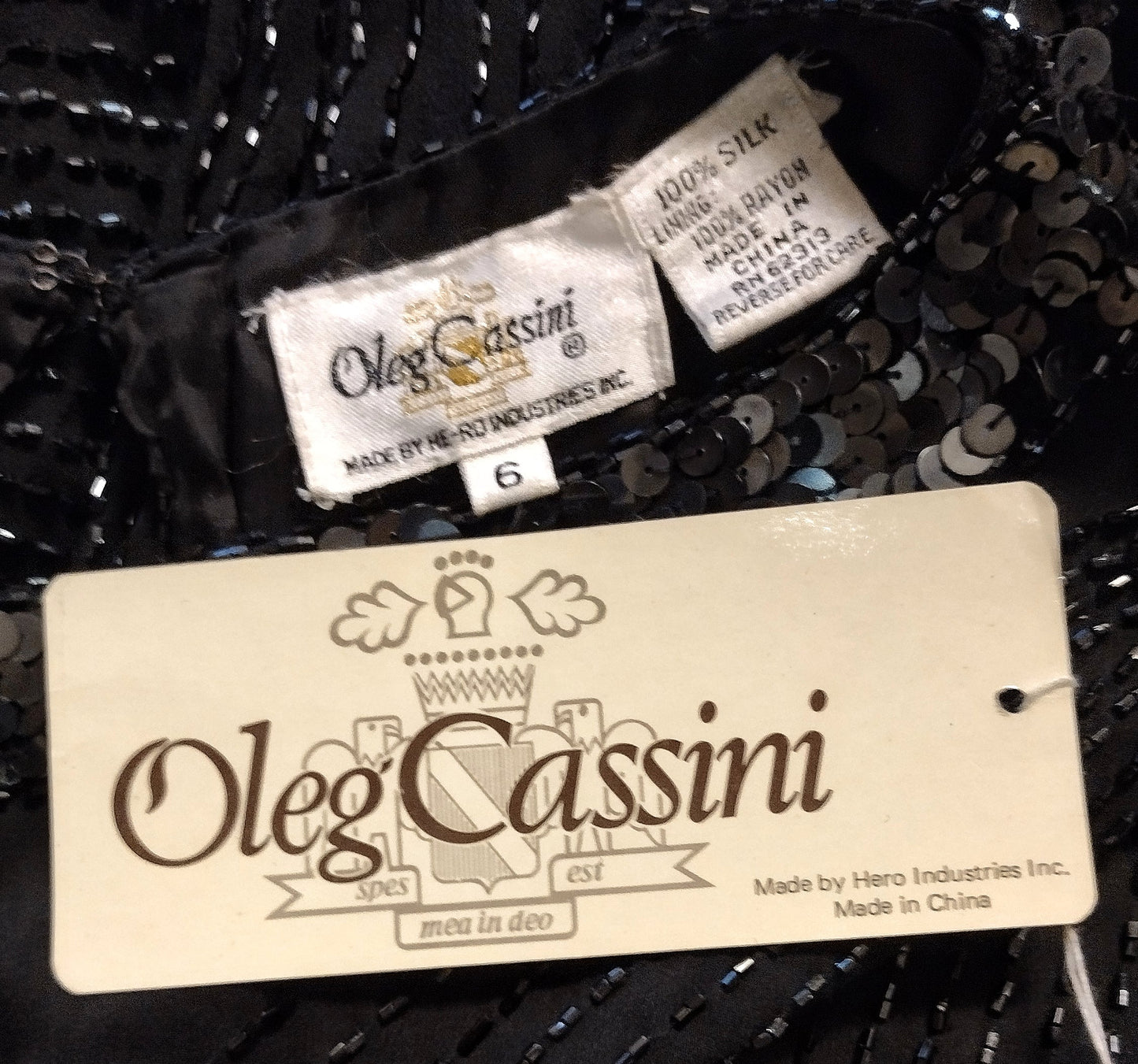 1990's New with Tag Oleg Cassini Beaded Silk Dress - Second Sight Vintage