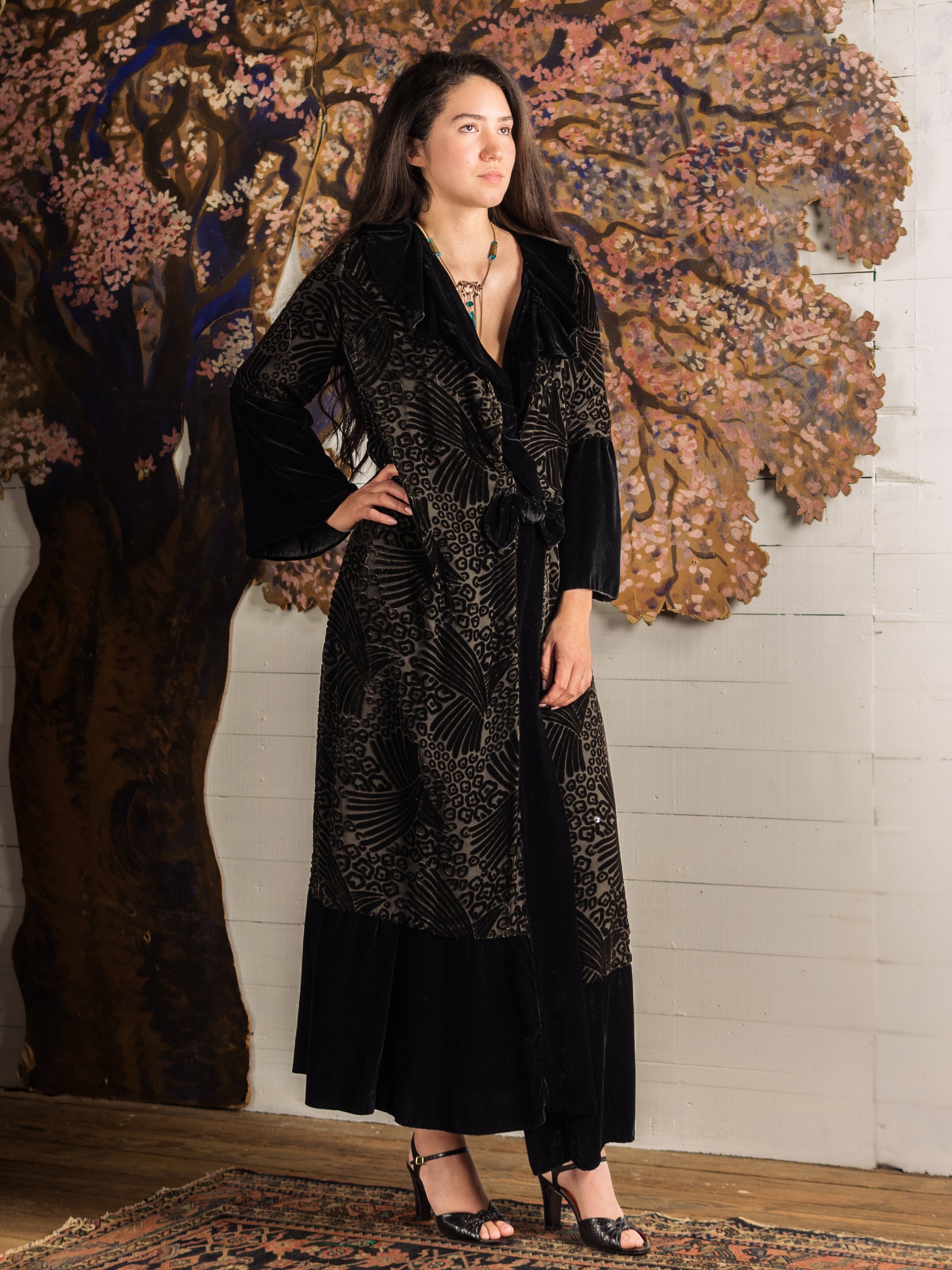 Antique 1920's Black Devor Velvet Coat - Size S M L Second Sight Vintage Antique 1920's Black Devor Velvet Coat - Size S M L Second Sight Vintage