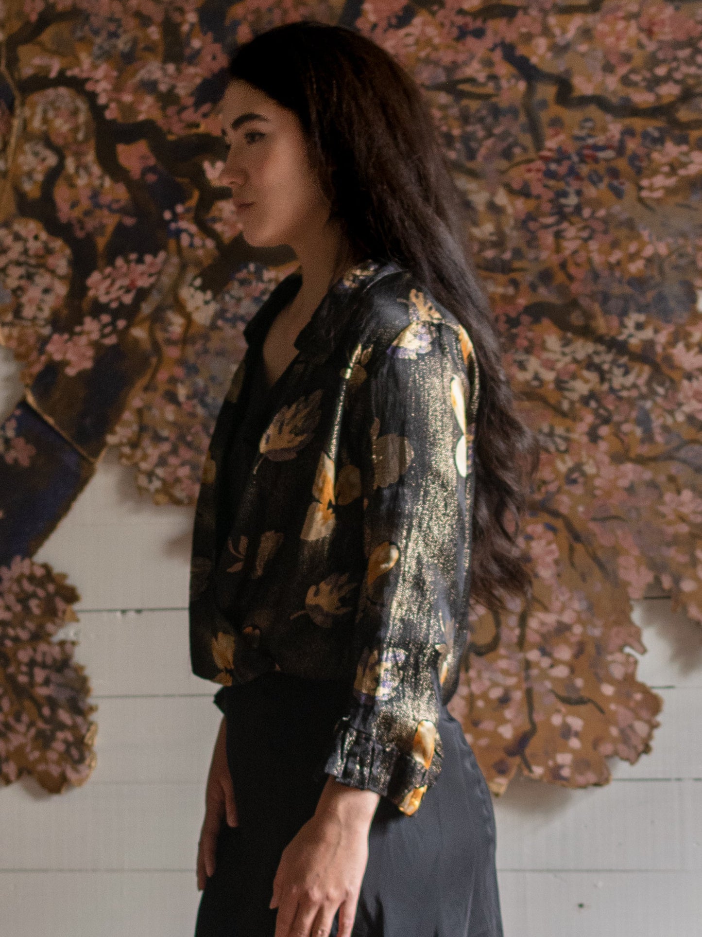 Antique 1920's Lamé Gold & Purple Floral Jacket - Second Sight Vintage