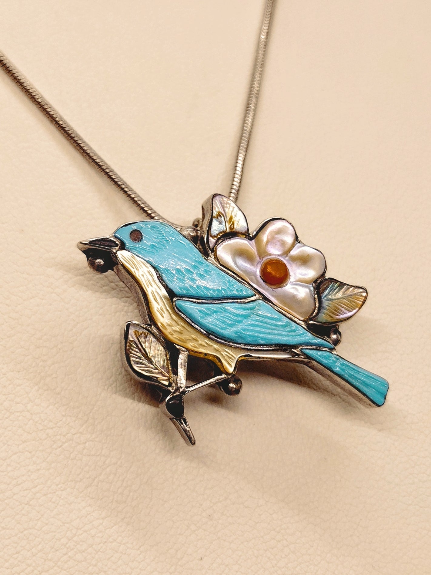 Zuni Signed Native American Sterling Bird Necklace or Pin - Second Sight Vintage