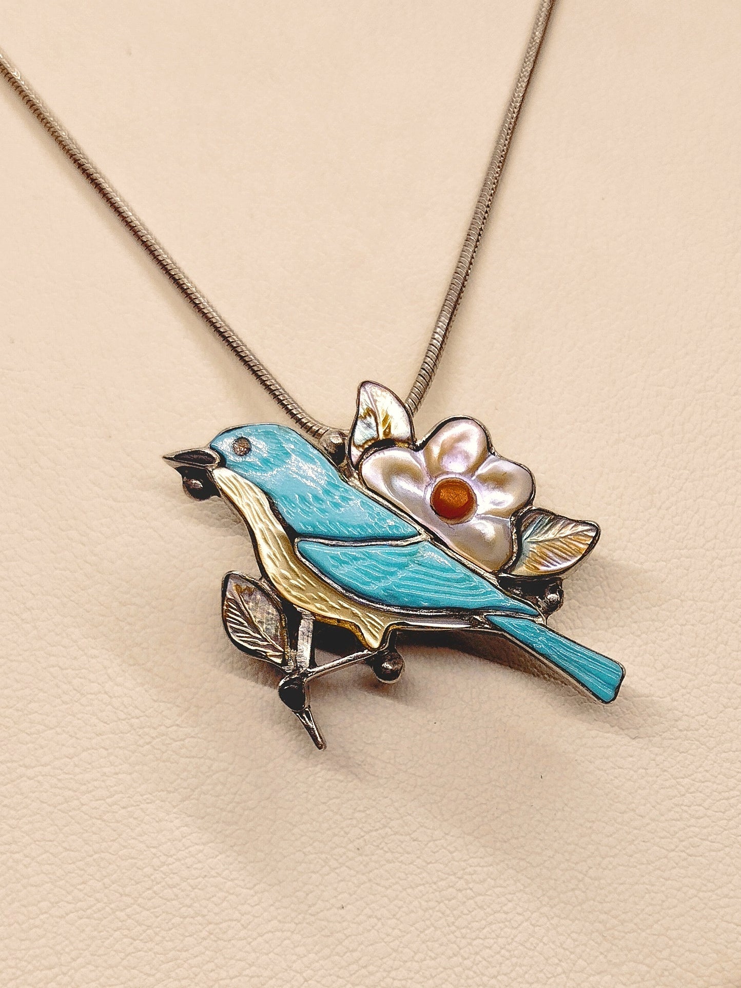 Zuni Signed Native American Sterling Bird Necklace or Pin - Second Sight Vintage